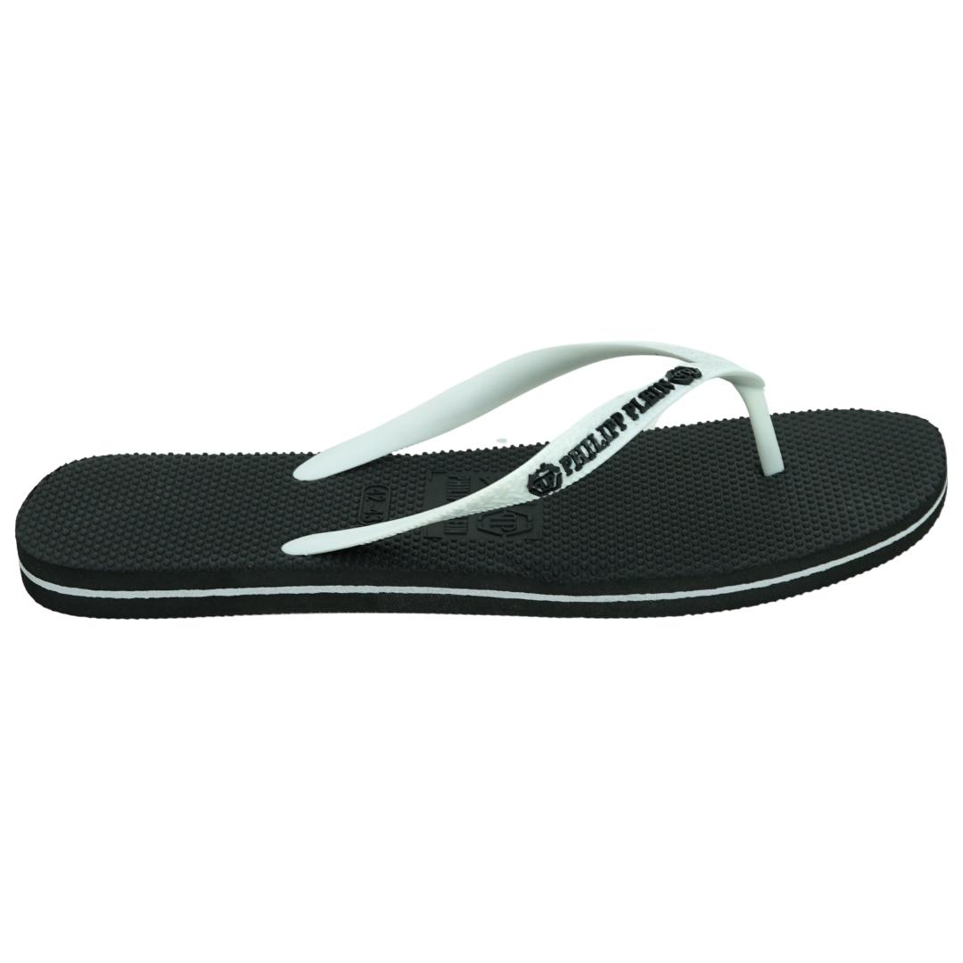 Thumbnail - Philipp Plein Brand Logo Schwarz Weiß Flip Flops