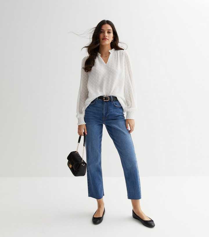 Gini London Dobby Chiffon Frill Neck Blouse blusar dam – bild 2