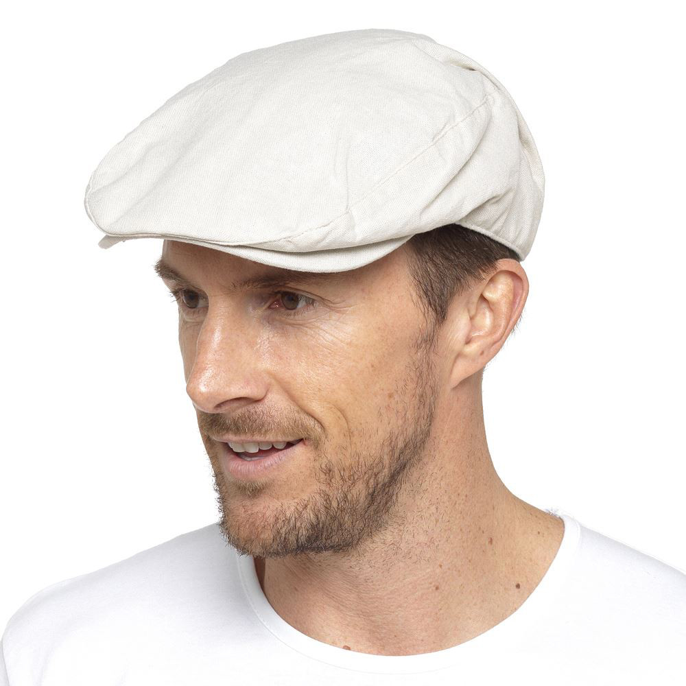 Sock Snob Flat keps i linne för herrar i Cream & Denim Cream – bild 2