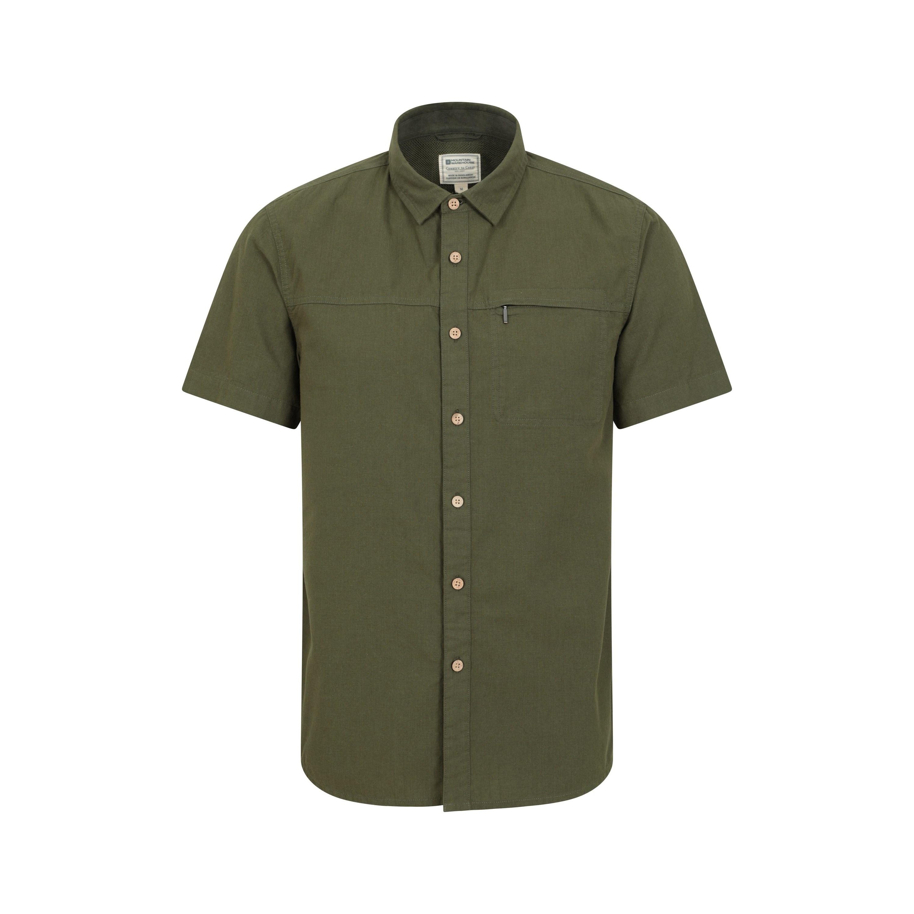 Mens Coconut Slub Short-Sleeved Shirt (Khaki Green)