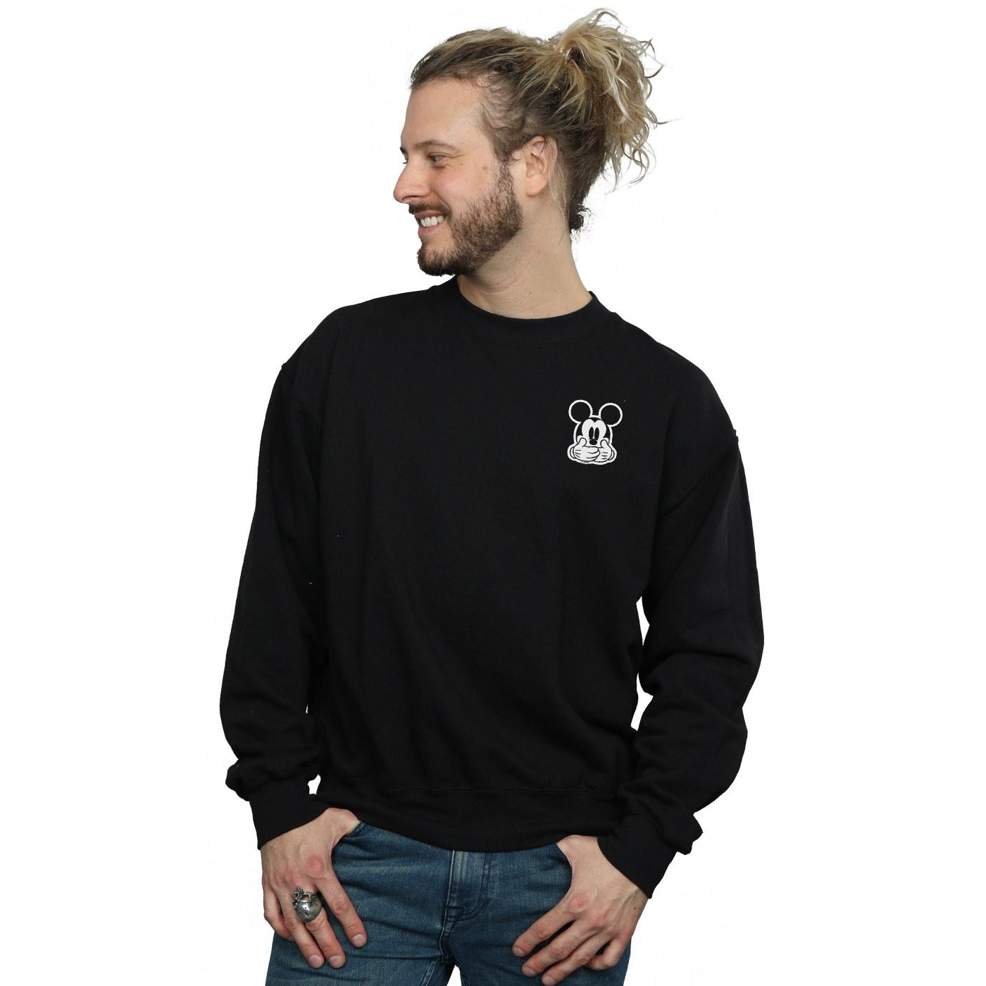 Disney Mens Mickey Mouse Dont Speak Breast Print Sweatshirt (Black) herr – bild 2