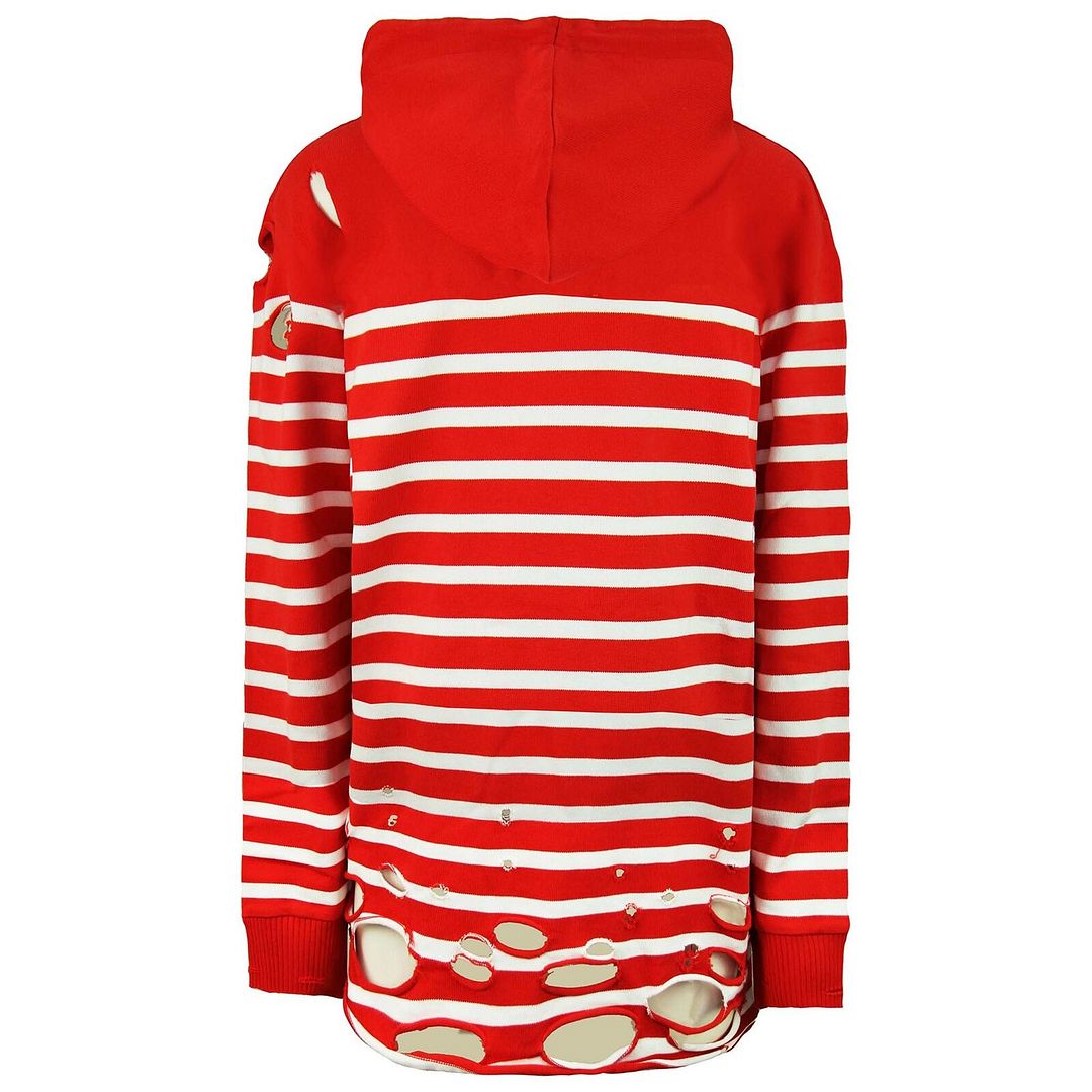 Puma x Balmain Dam Röd Vit Distressed Hoodie – bild 2