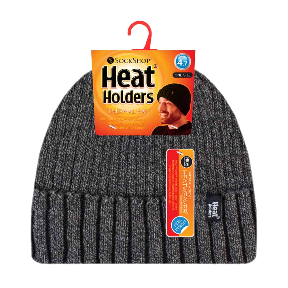 Heat Holders Mens 3.6 tog Fleece fodrad termisk Turn Over Cuff Winter Beanie Hat mössor herr – bild 2