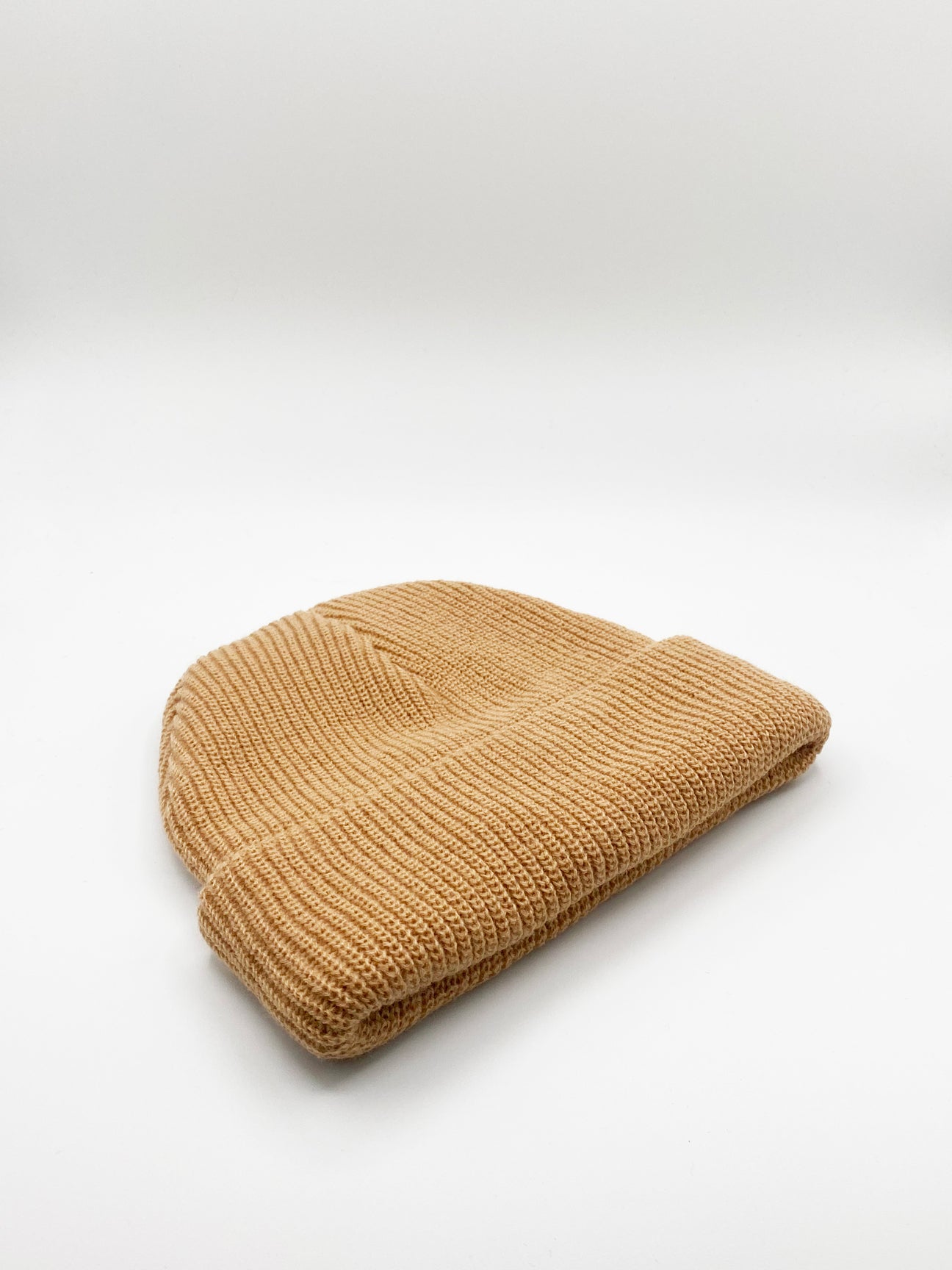 Svnx Mens Knitted Ribbed Beanie - Beige - One Size