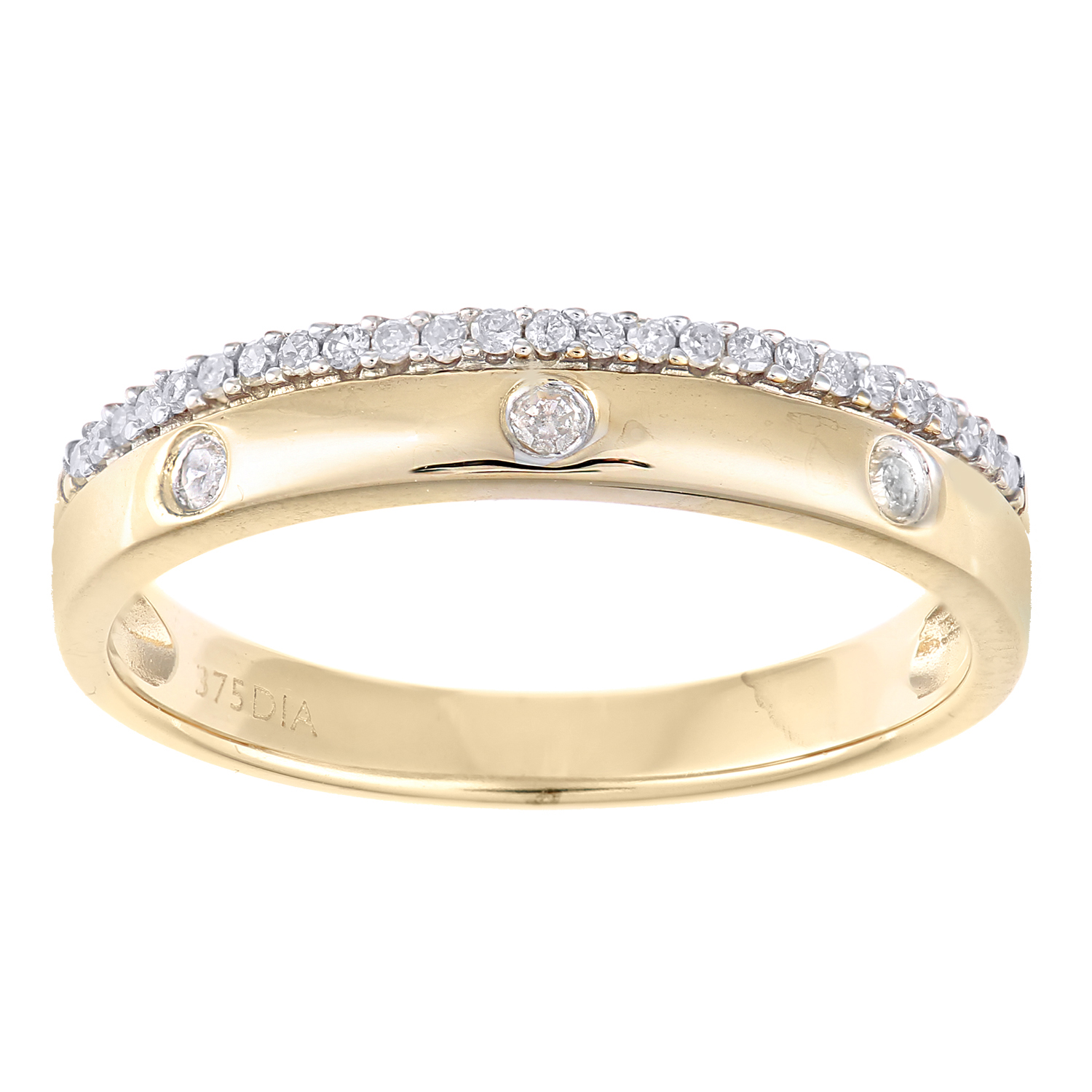 Diamant L’Eternel Womens 9ct Yellow Gold with 0.15ct Diamond Eternity Ring – Size Q