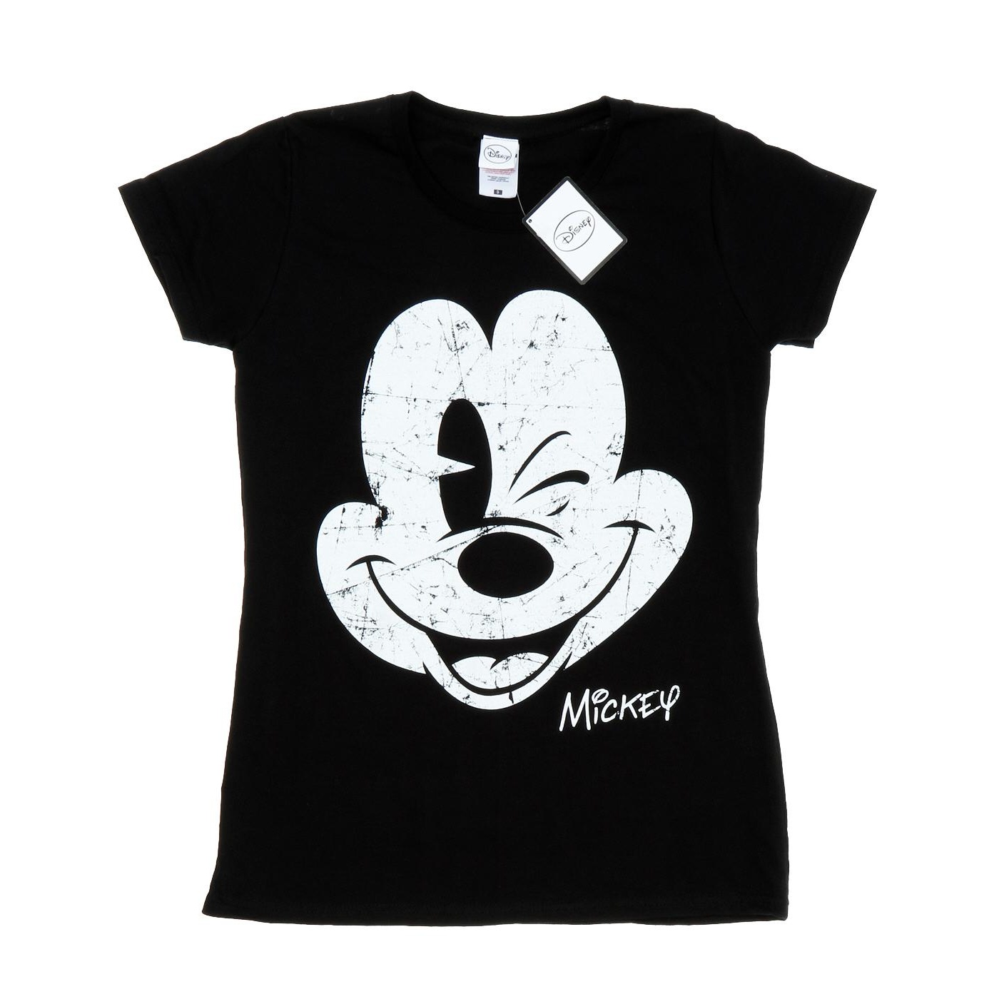 Thumbnail - Disney - "Mickey Mouse Distressed Face" T-Shirt für Damen (Schwarz)