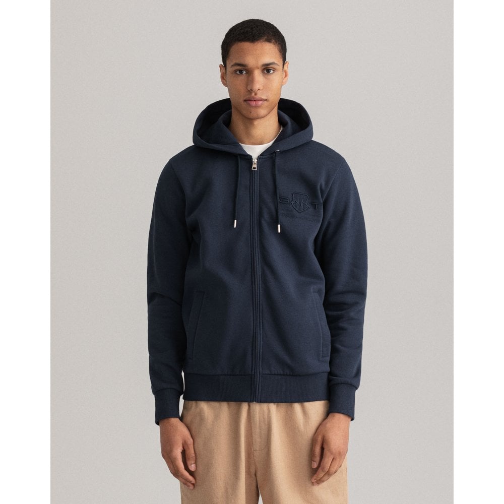 Thumbnail - Gant Regular Tonal Shield Full Zip Hoodie Sweatjacke