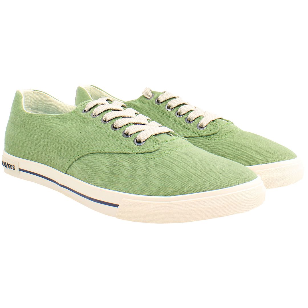 Seavees Hermosa Surfwash Herr Grön Plimsoll låga sneakers – bild 2