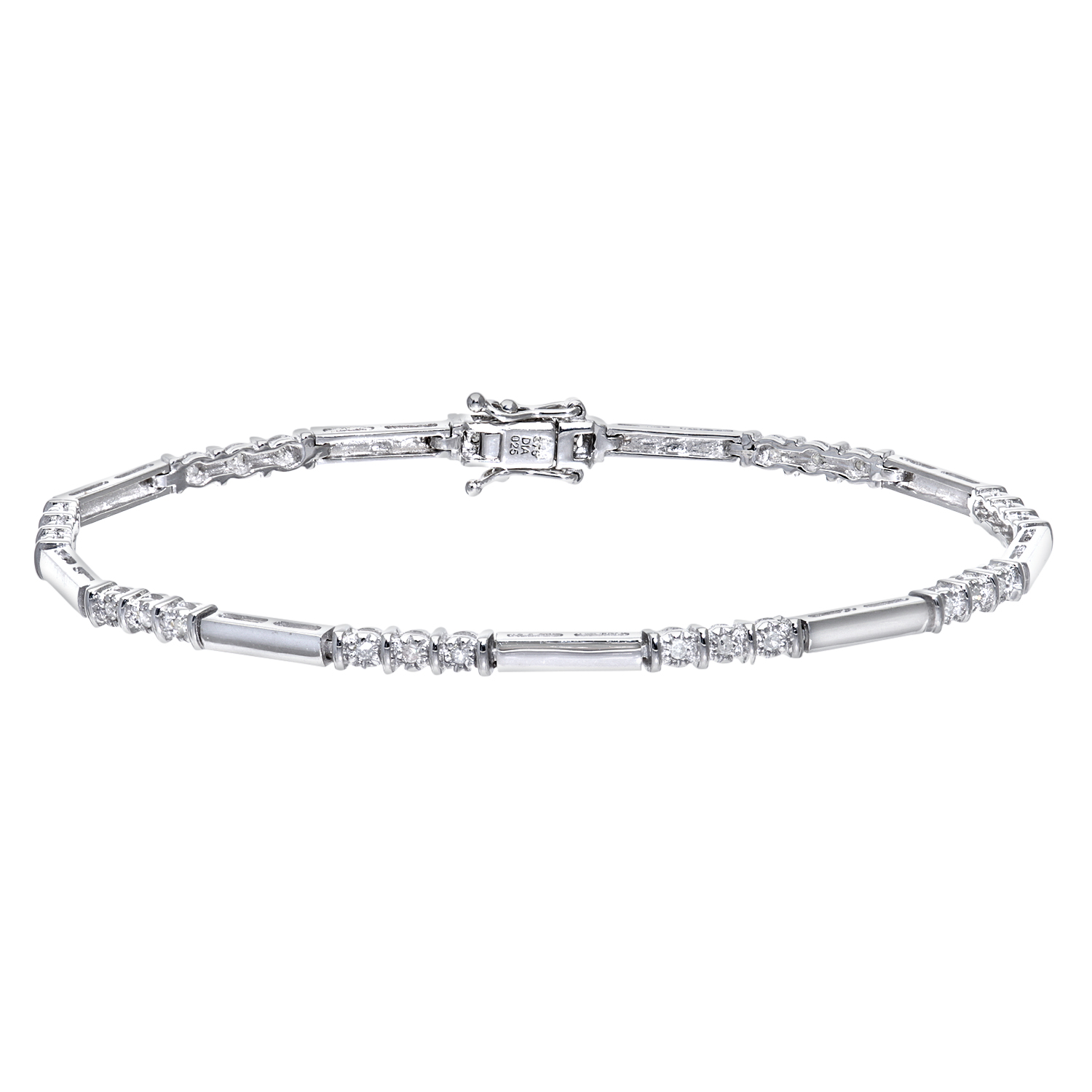 Diamant L’Eternel Womens 9ct White Gold 0.25ct Diamond Trioligy Bracelet – One Size