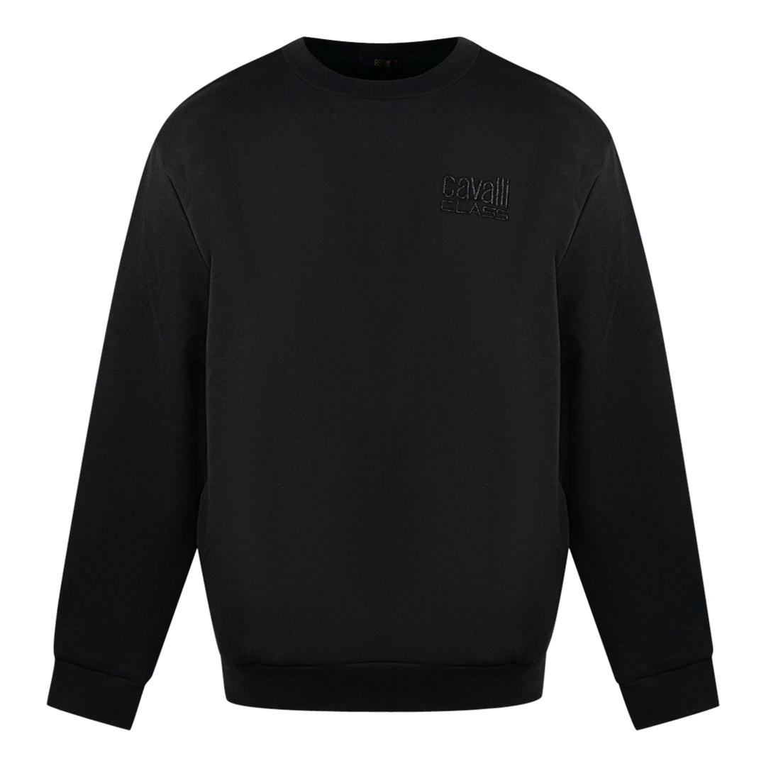 Thumbnail - Cavalli Class Druck-Logo Schwarzer Pullover