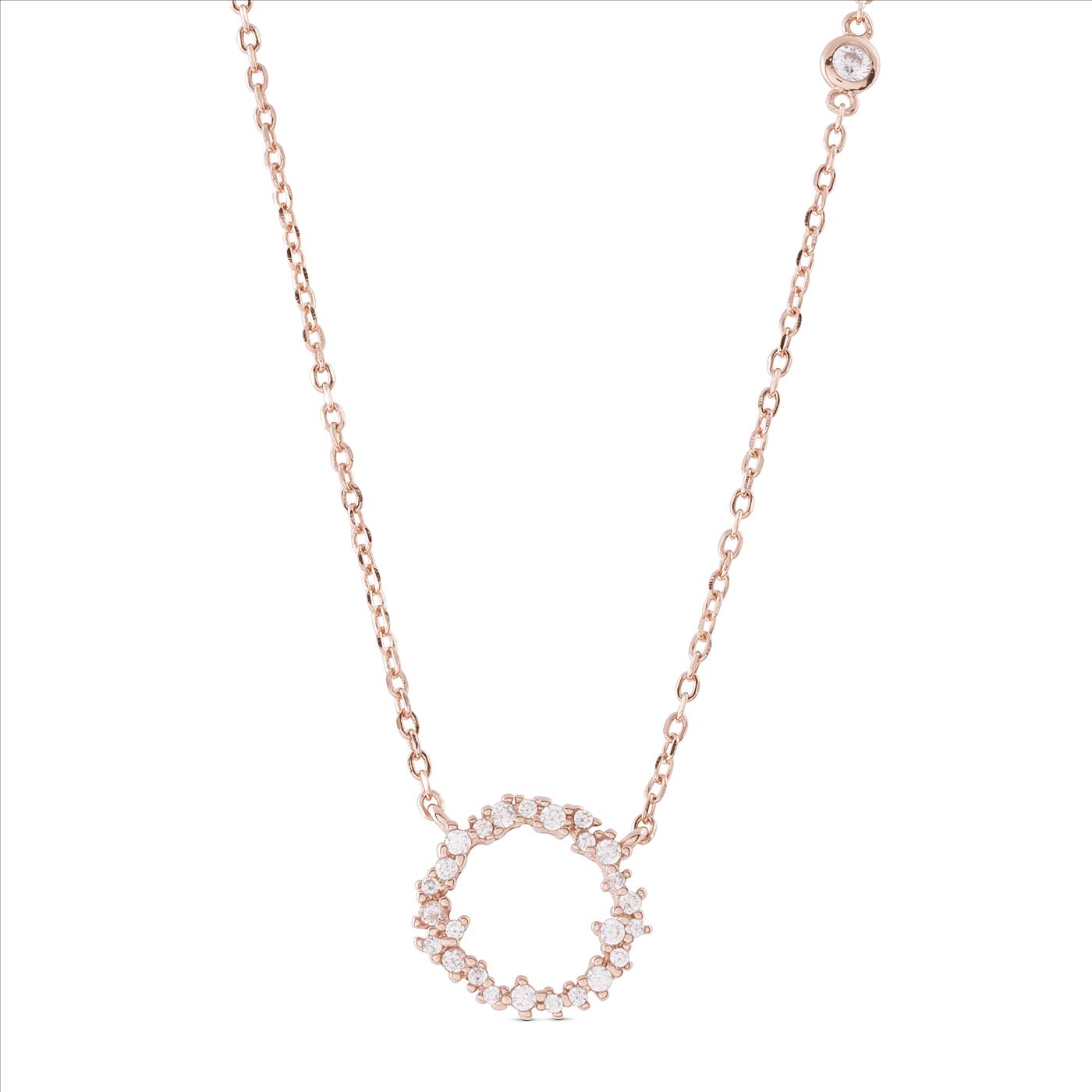 Thumbnail - Luxenter, Thilak-Halskette aus 925er Sterlingsilber und glänzenden Zirkonen mit 18K rosévergoldetem Finish