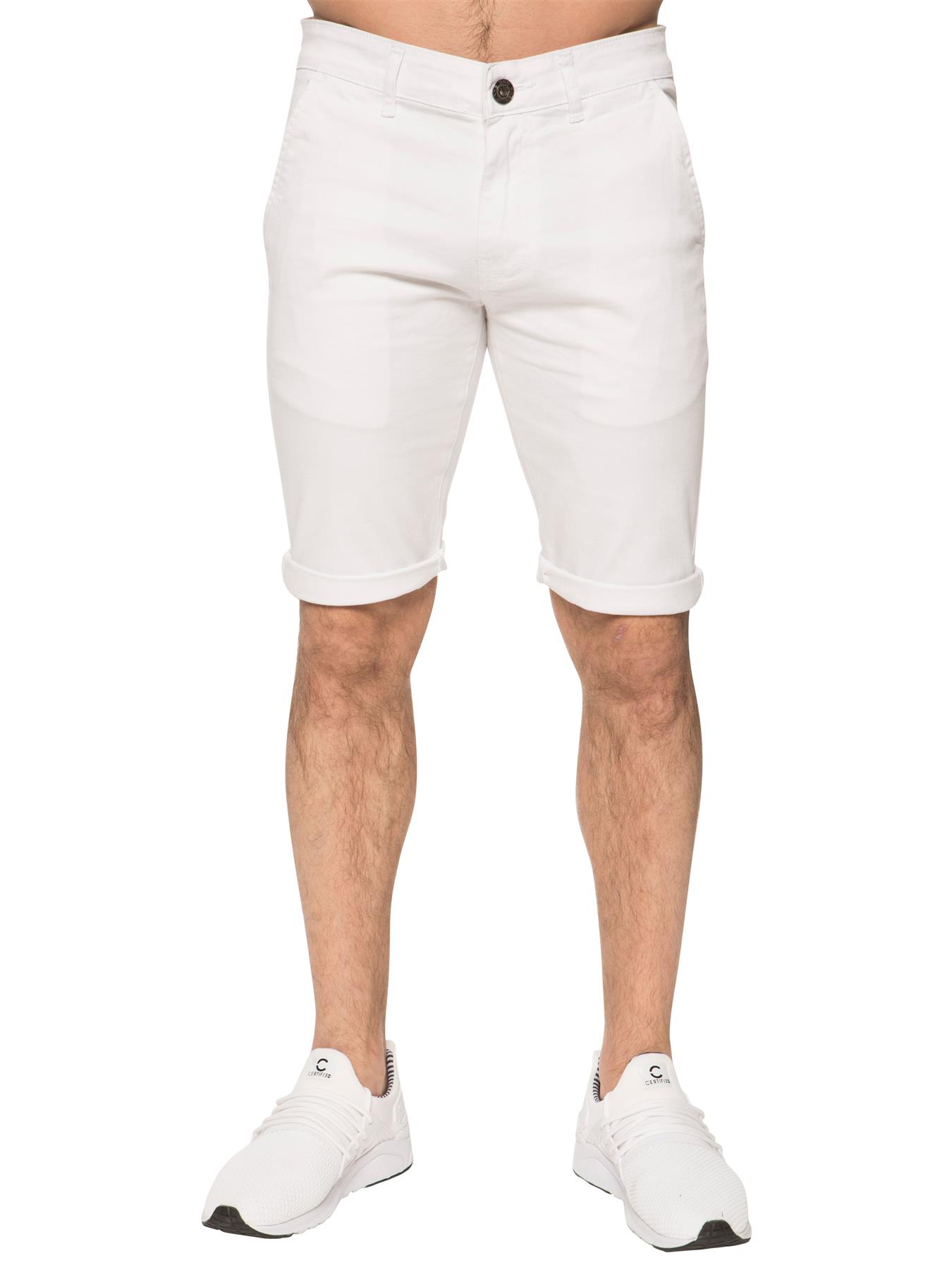 Thumbnail - Enzo | Herren Slim Fit Stretch Chino Shorts - Weiß