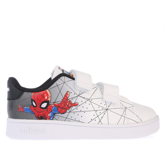 Boy's adidas Infant Spiderman Advantage Trainers in White Black