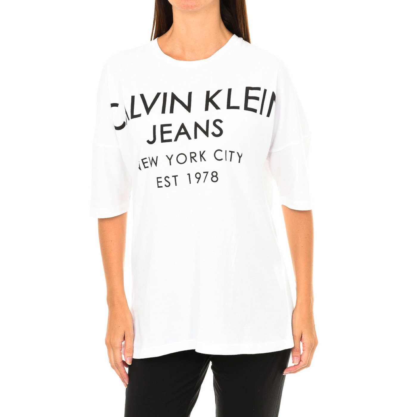 Calvin Klein Womens Short Sleeve T-shirt - White Cotton - Size Small