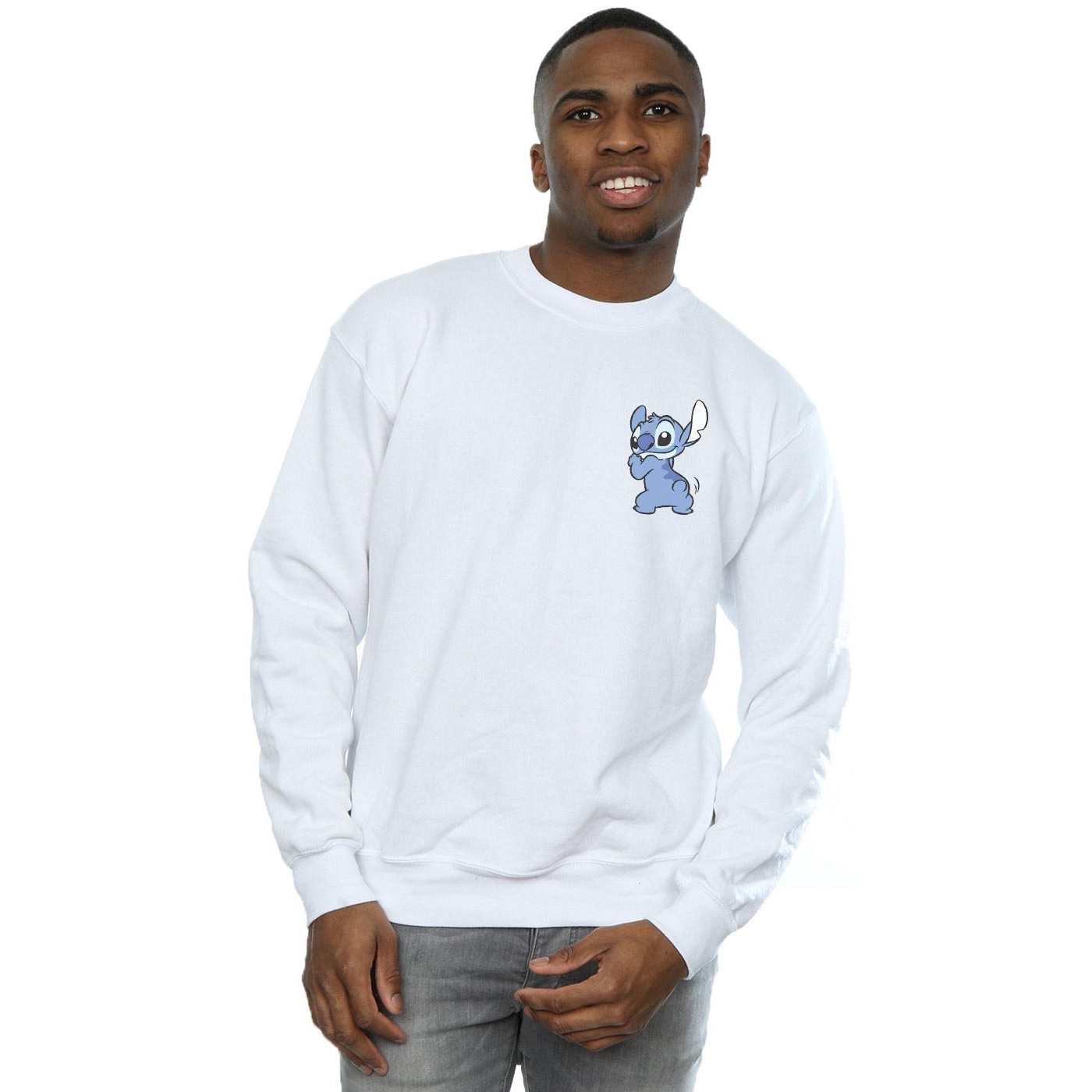 Disney Mens Lilo And Stitch Stitch Backside Breast Print Sweatshirt (White) herr – bild 2