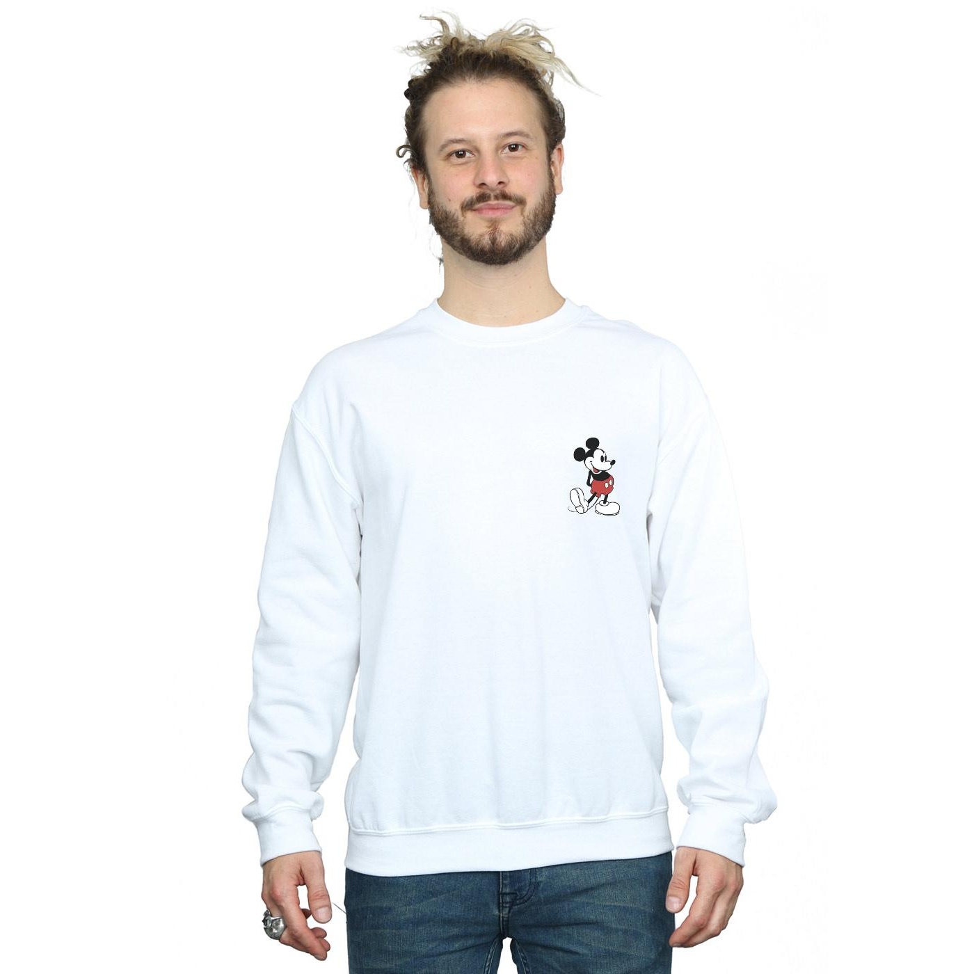 Disney Mens Mickey Mouse Kickin Retro Chest Sweatshirt (White) herr – bild 2