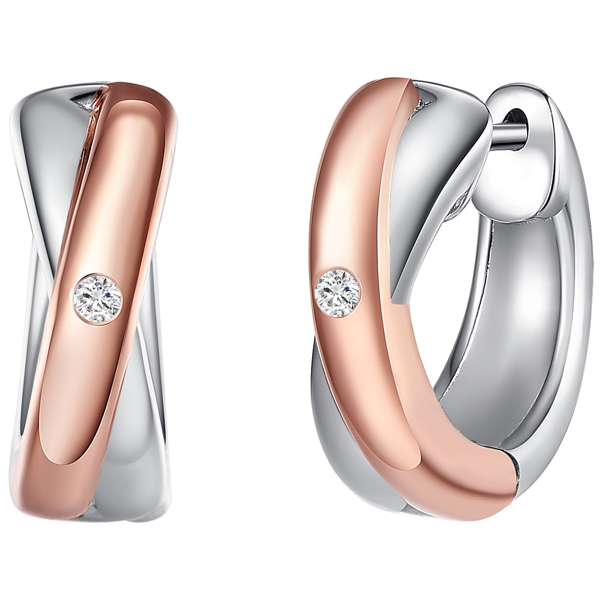 Rafaela Donata Womens Female Sterling Silver Earring - Silver & Rose Gold - One Size