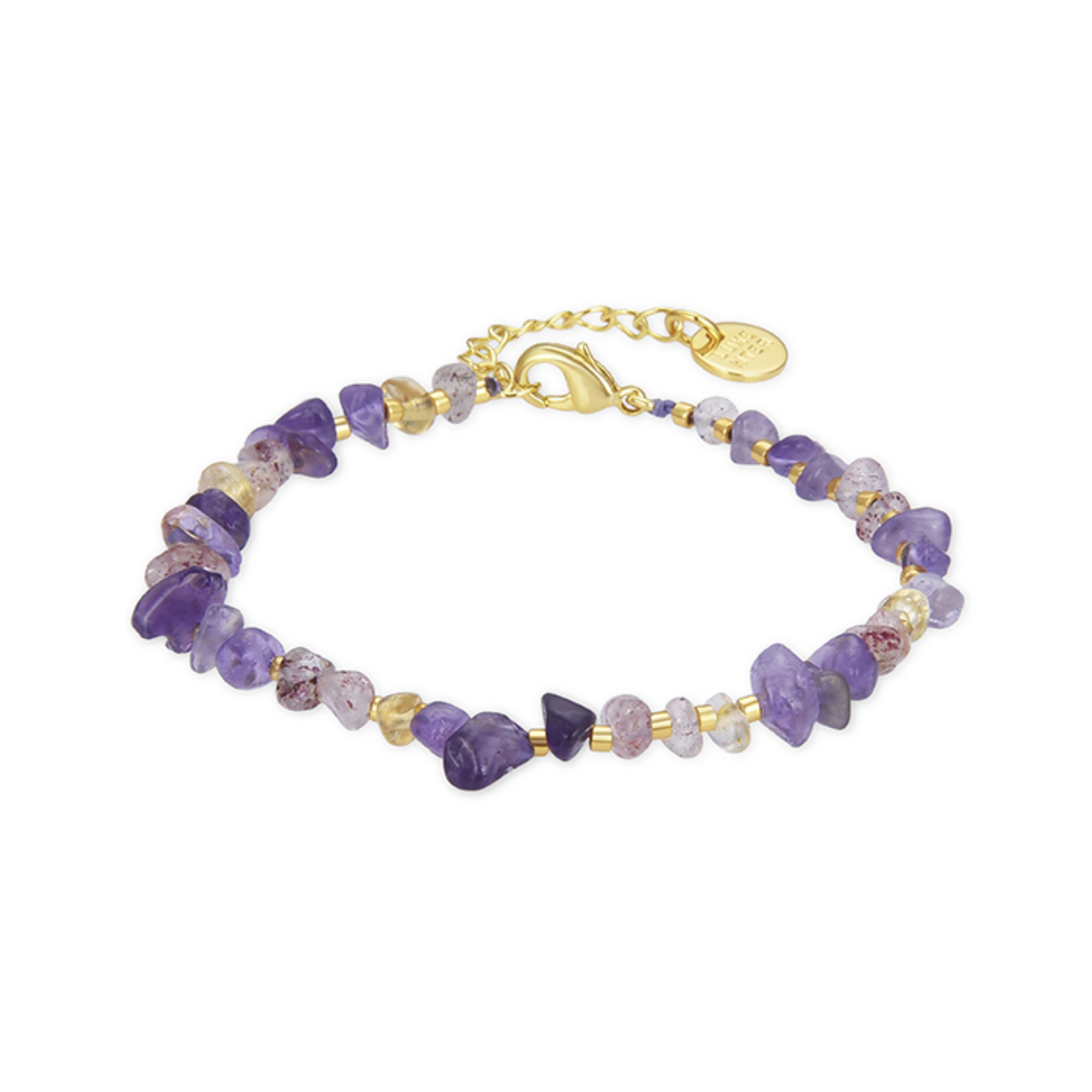 Luxenter Multicolour Natuursteen Armband afgewerkt in 18K geel goud