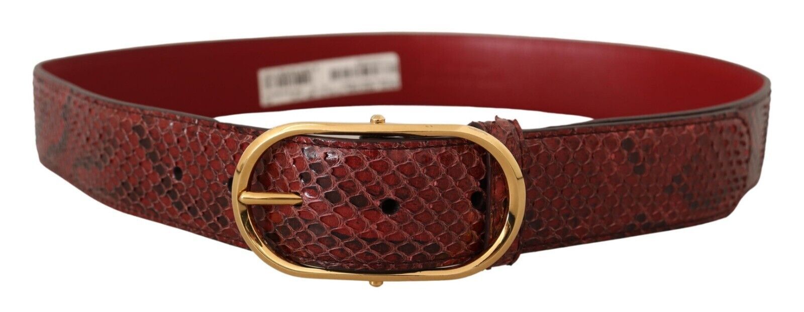 Dolce & Gabbana WoMens Red Exotic Leather Gold Oval Buckle Belt - Size 80 cm