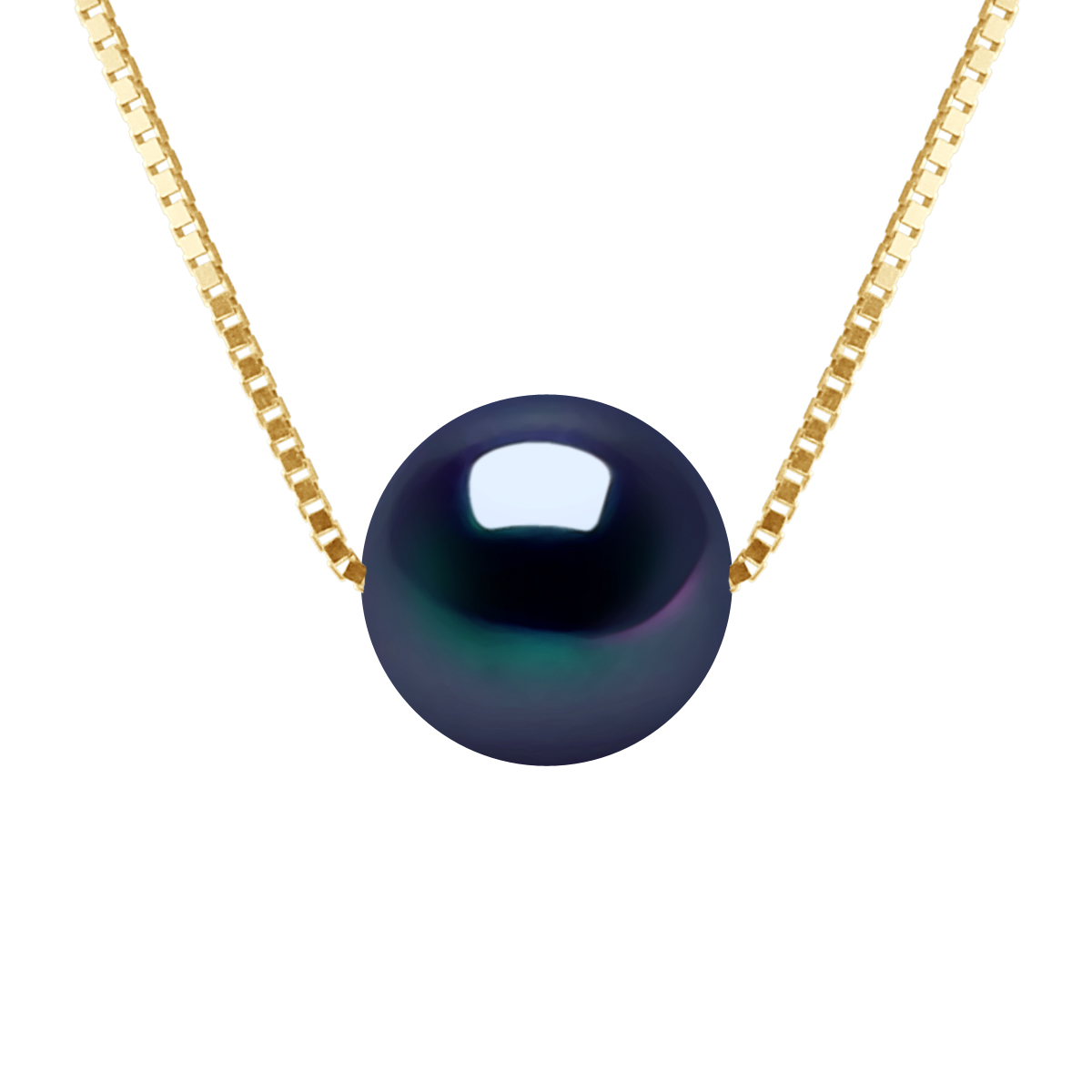 Diadema Womens - Necklace - Real Freshwater Pearls - Black - Yellow Gold - One Size