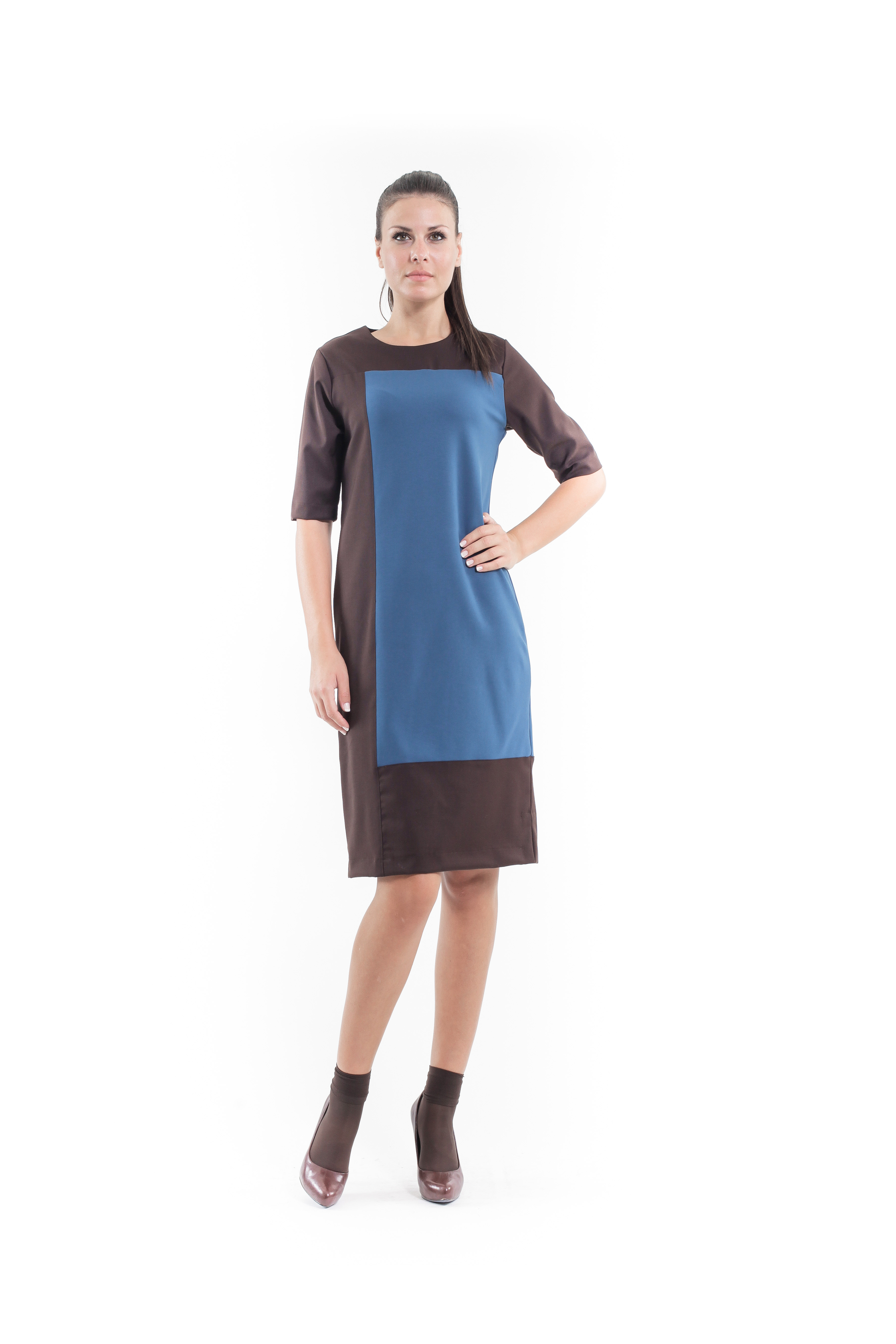 Thumbnail - Shiftkleid aus Kontraststoff petrol