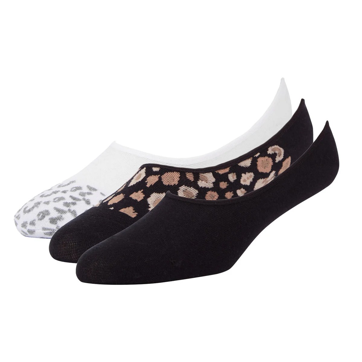 Superga Women's White/Black Invisible Animal Print Socks (Pack Of 3) - 4 Uk-8 Uk - 100% Mixed - Image 2
