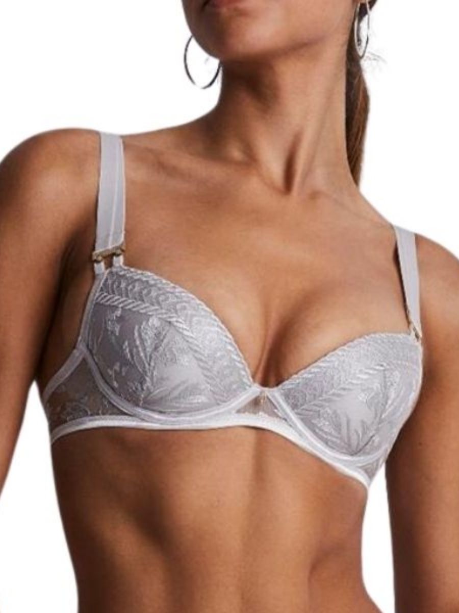Aubade Womens Magnetic Spell Moulded Plunge Bra – Silver – Size 34D