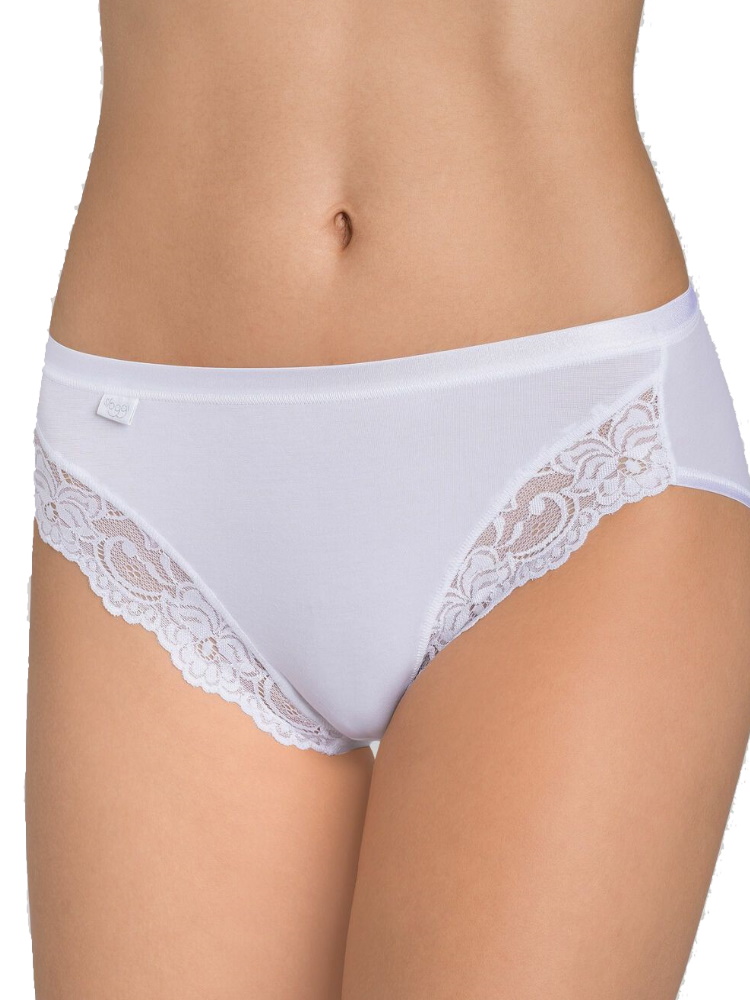 Sloggi Womens Romance Tai Brief - White Fabric - Size Small