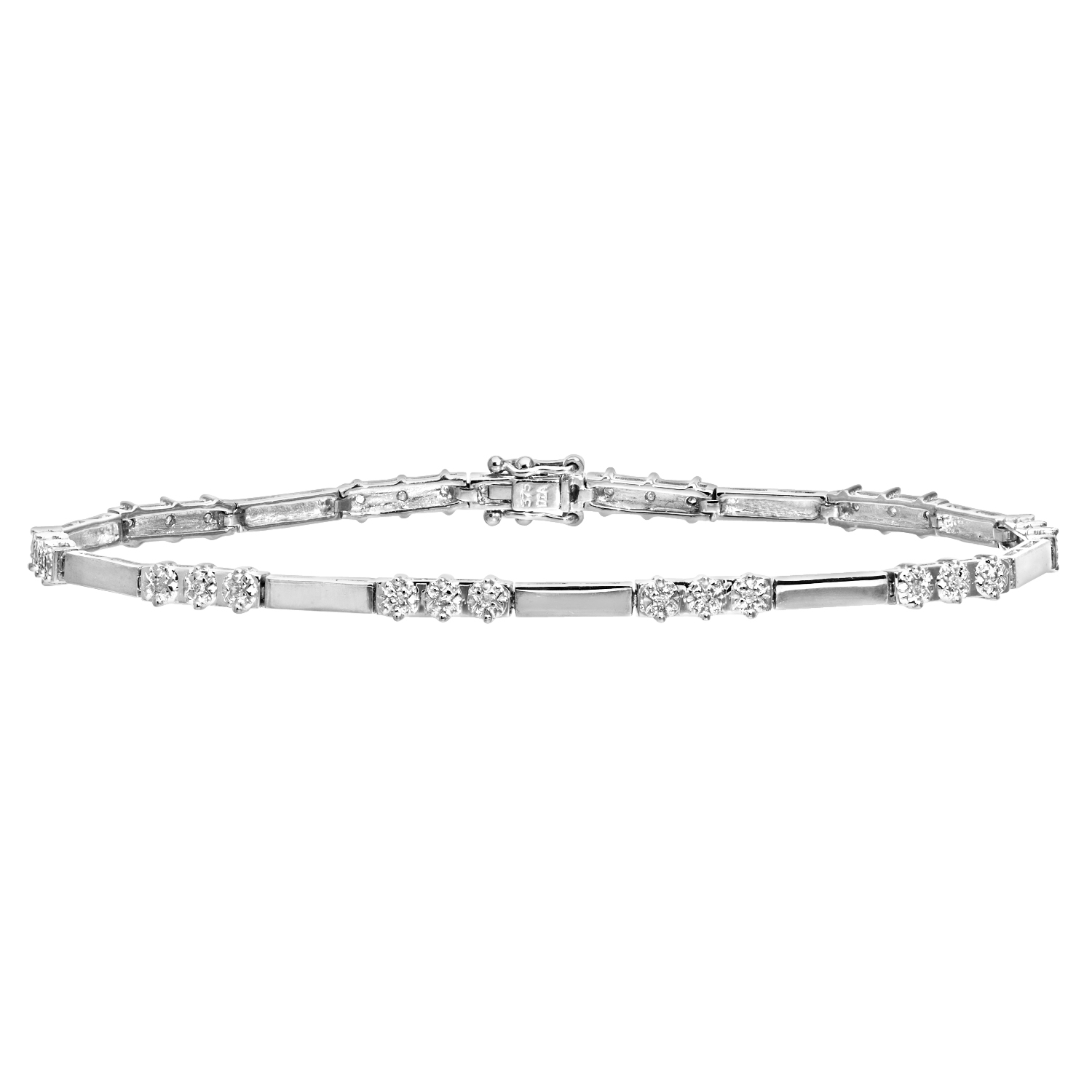 Diamant L’Eternel Womens 9ct White Gold 0.10ct Diamond Trioligy Bracelet – One Size