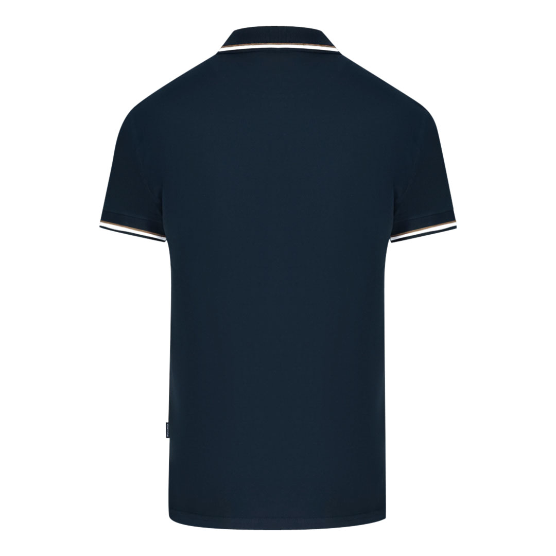 Aquascutum London Tipped Marinblå pikétröja herr – bild 2