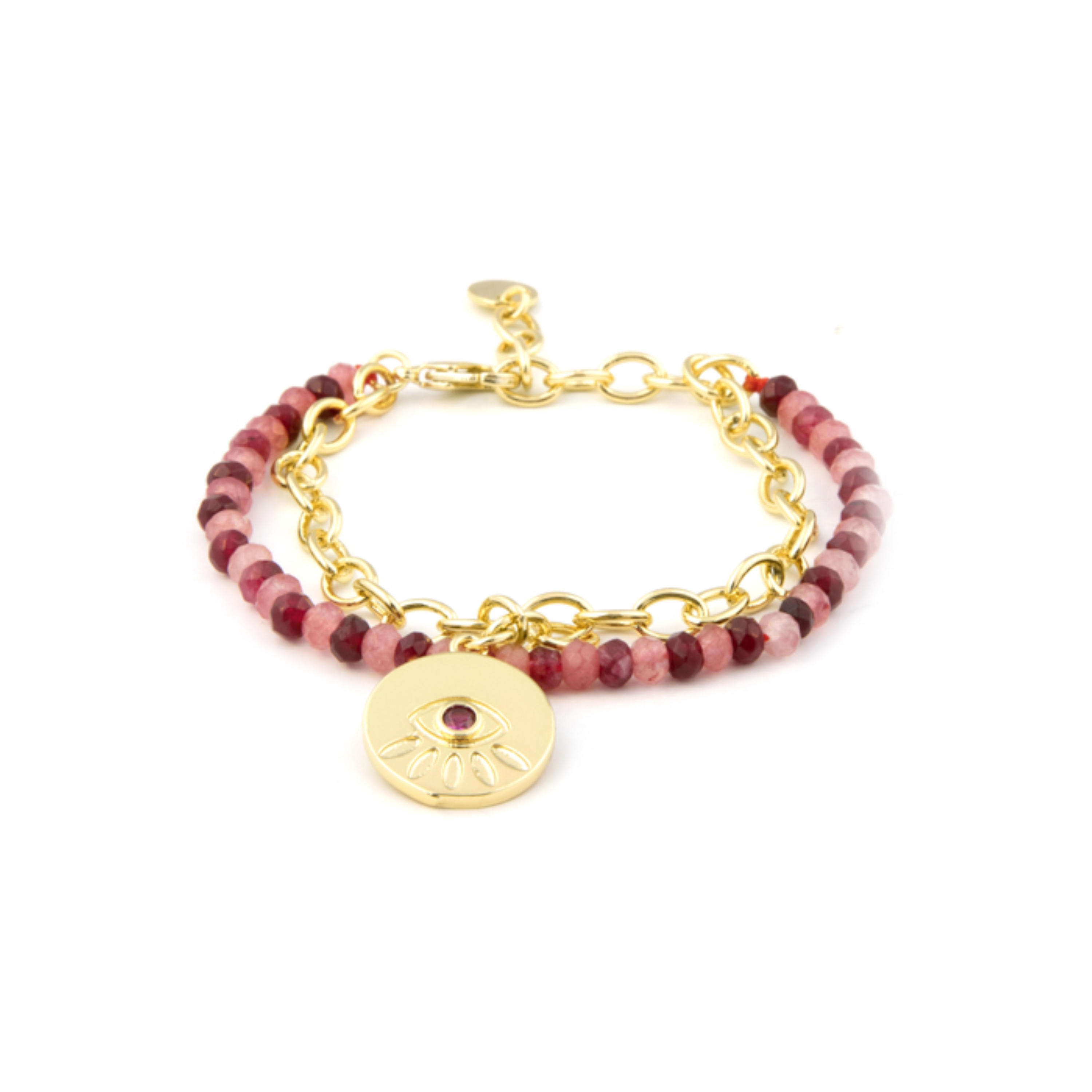 Armband Luxenter Edxiuh Crystal Red, avslutat i 18 karat gult guld