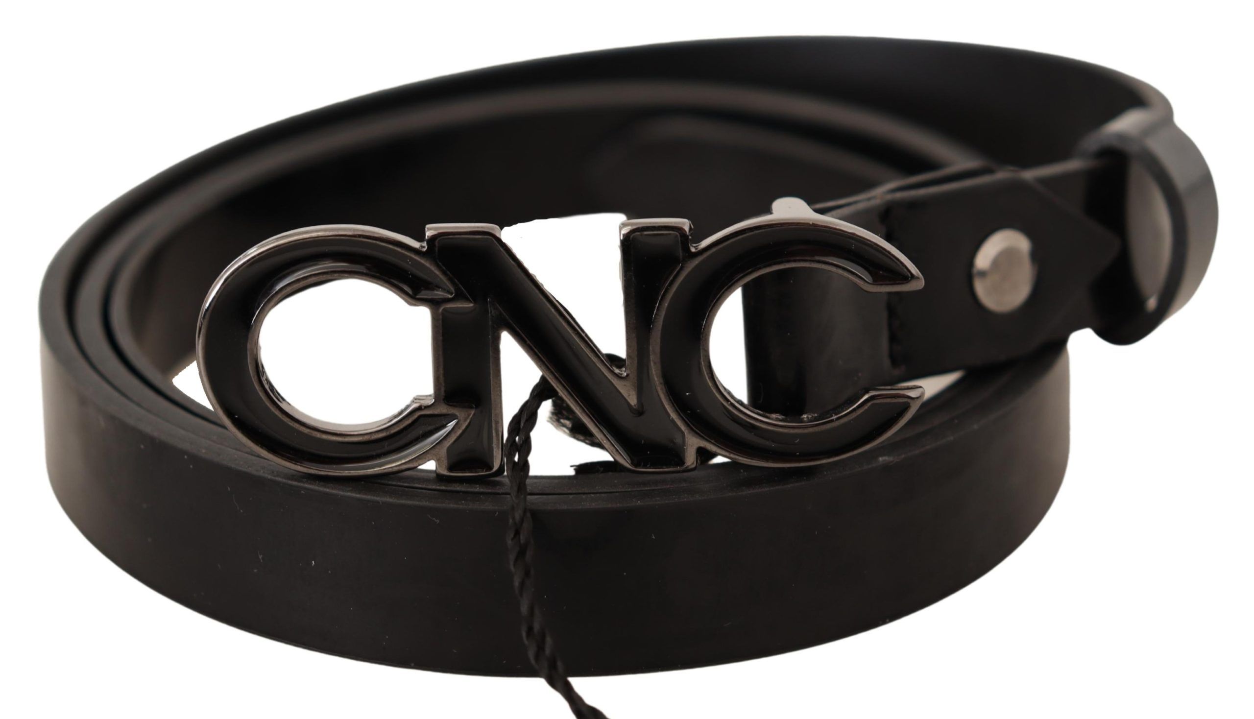 Costume National WoMens Black Leather Letter Logo Buckle Belt - Size 85 cm