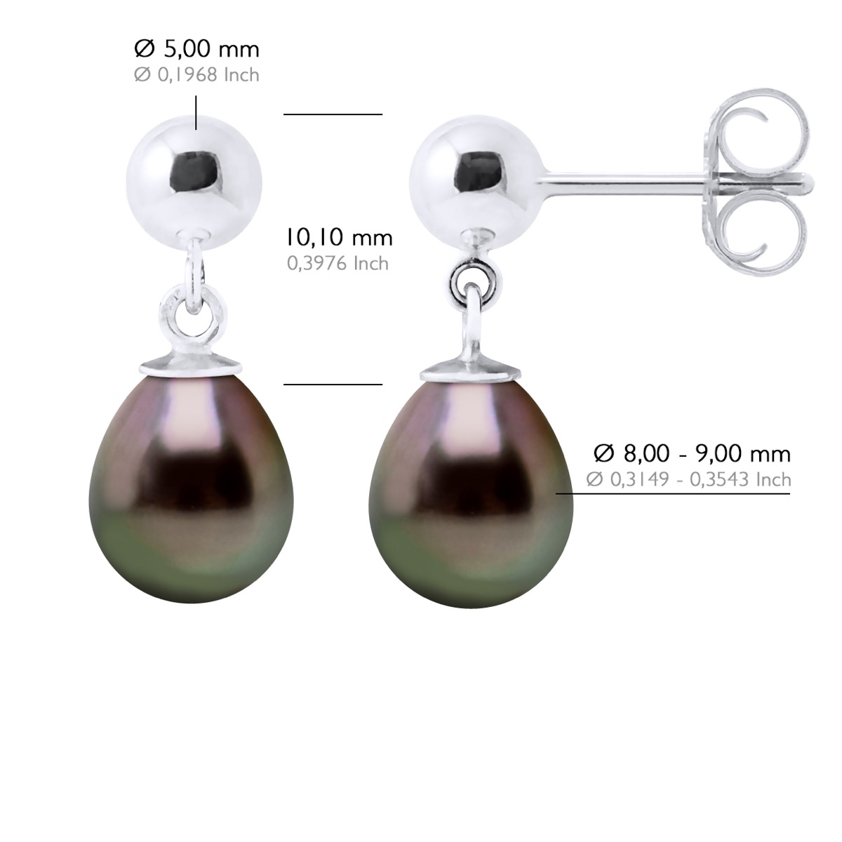 Ateliers Saint Germain Örhängen av silver 925 och äkta odlade Tahitipärlor pärla 8-9 mm dam – bild 2