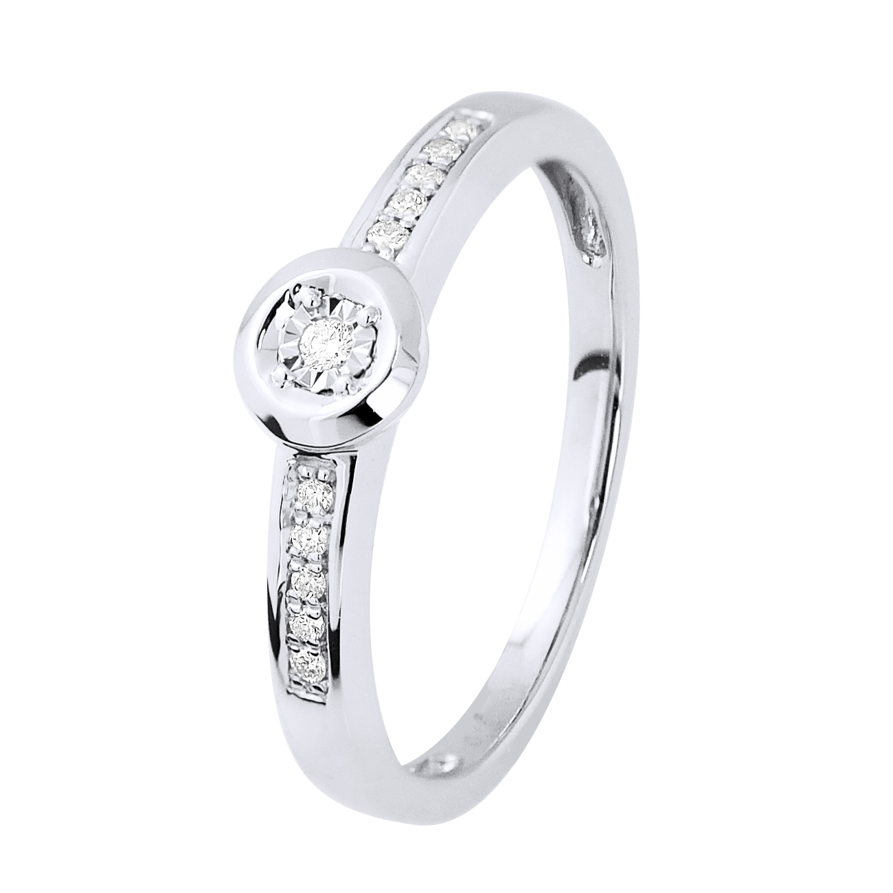 Diadema Womens Diamond Solitaire supported 0,060 0.50 Cts Cts Illusion White Gold - Size Q