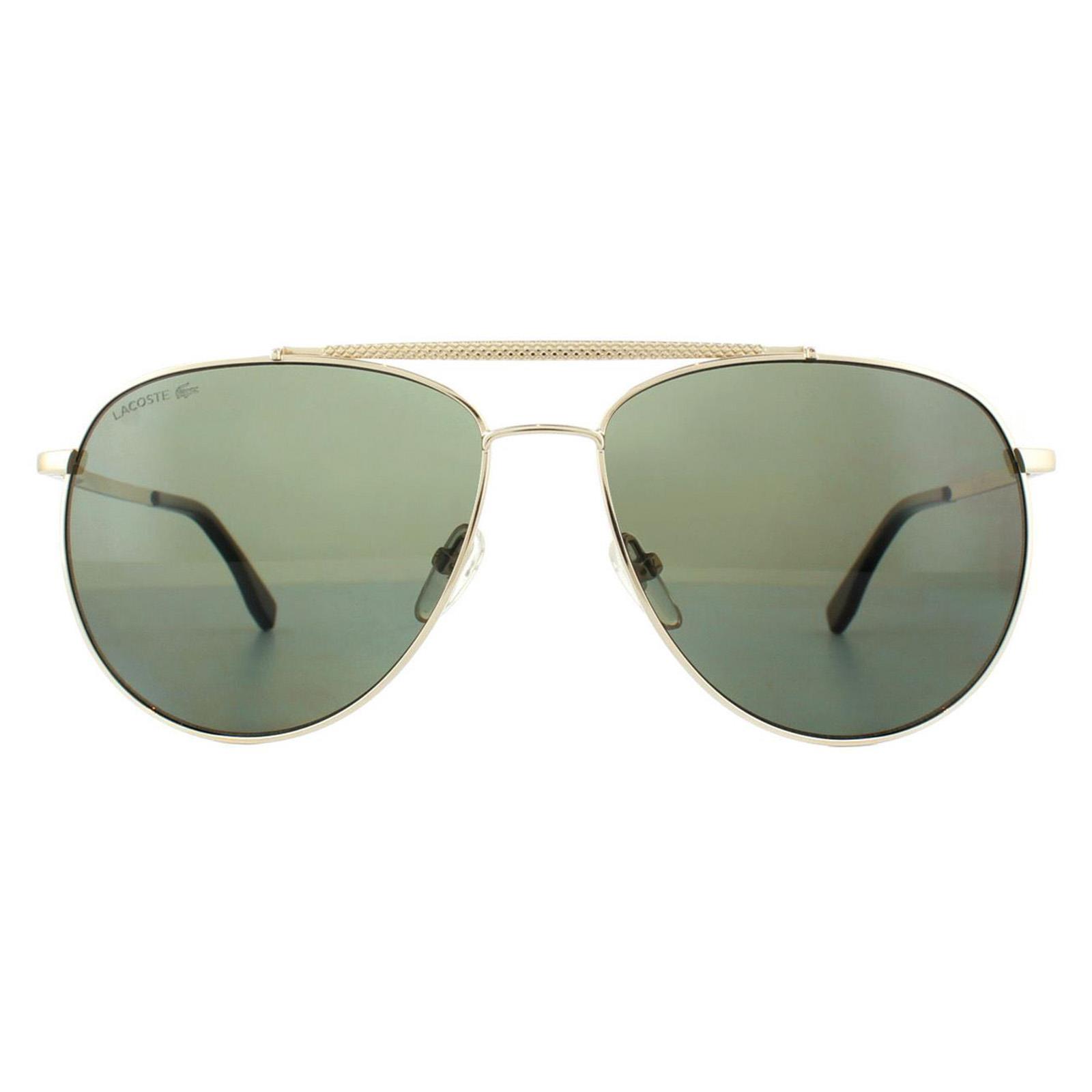 Thumbnail - Lacoste Aviator Herren Gold dunkelgrün polarisierte Sonnenbrille