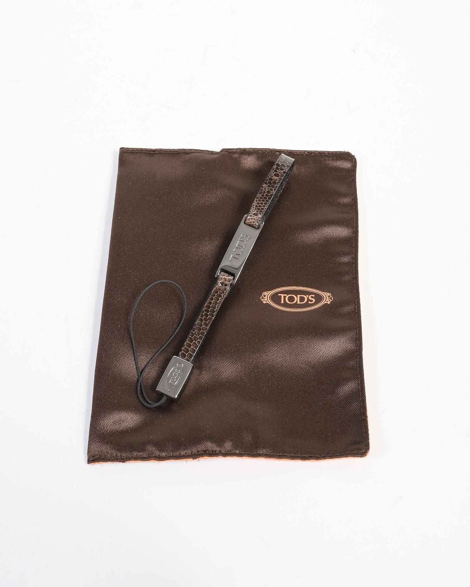 Tods Leather Phone Strap with Metal Detail - Brown - One Size