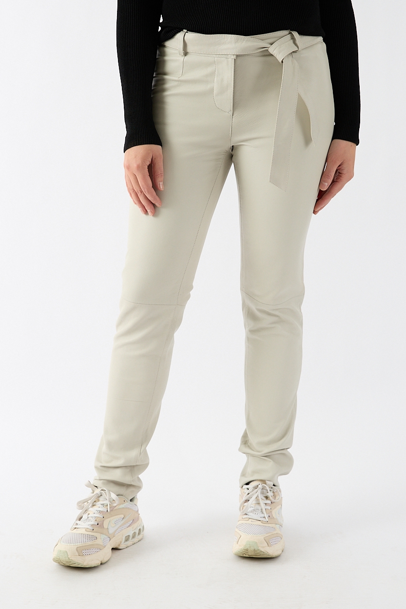 Lederhose Slimfit Pure White L