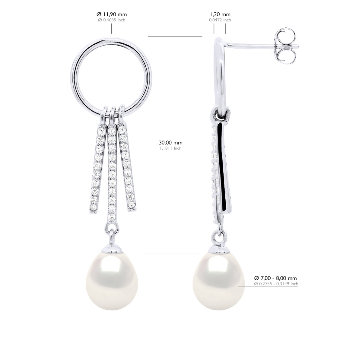 Ateliers Saint Germain Hängande örhängen Runda och remsor monterade med Cubic Zirconia dam – bild 2