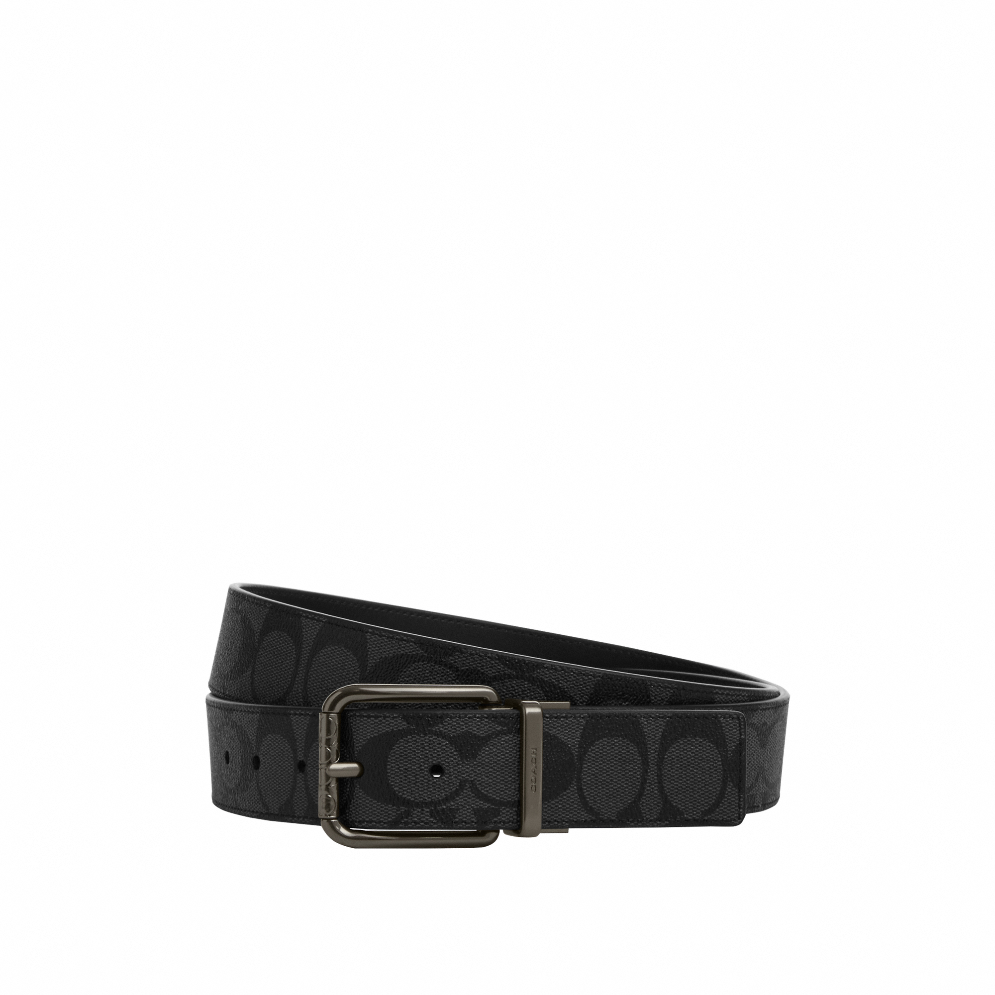 Coach Mens 38MM Sig C Branded Square Roller Belt in Signature - Charcoal - One Size