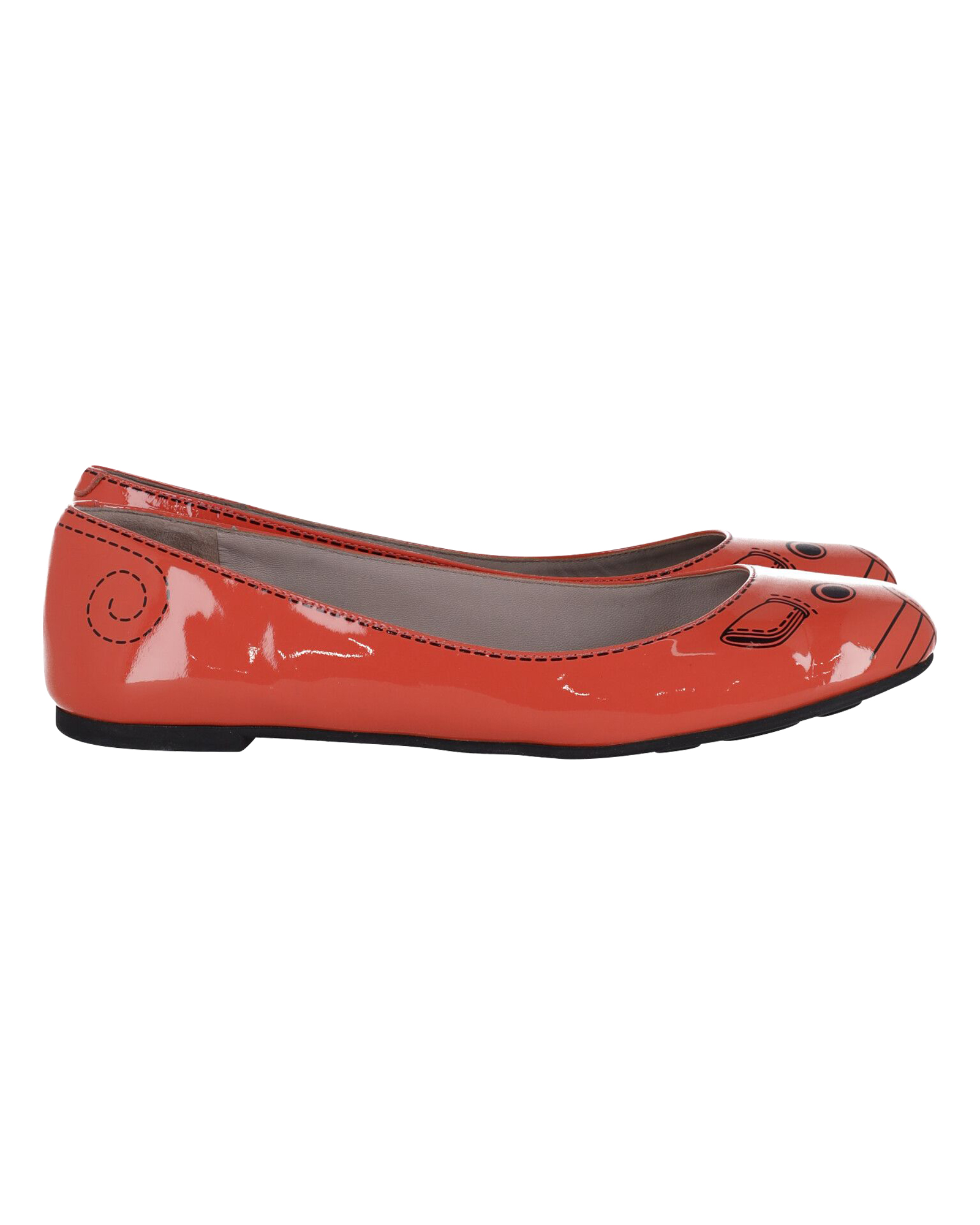 Marc Jacobs Mustryck Ballettskor i Orange Lackläder