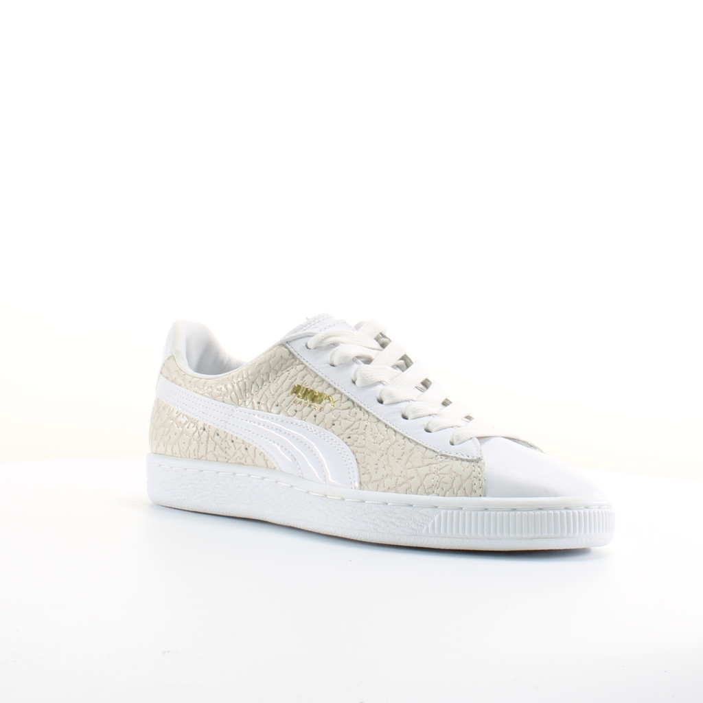 Puma Basket Crocodile Vit Läder Herrar Snörning Träningsskor 358872 01 – bild 2