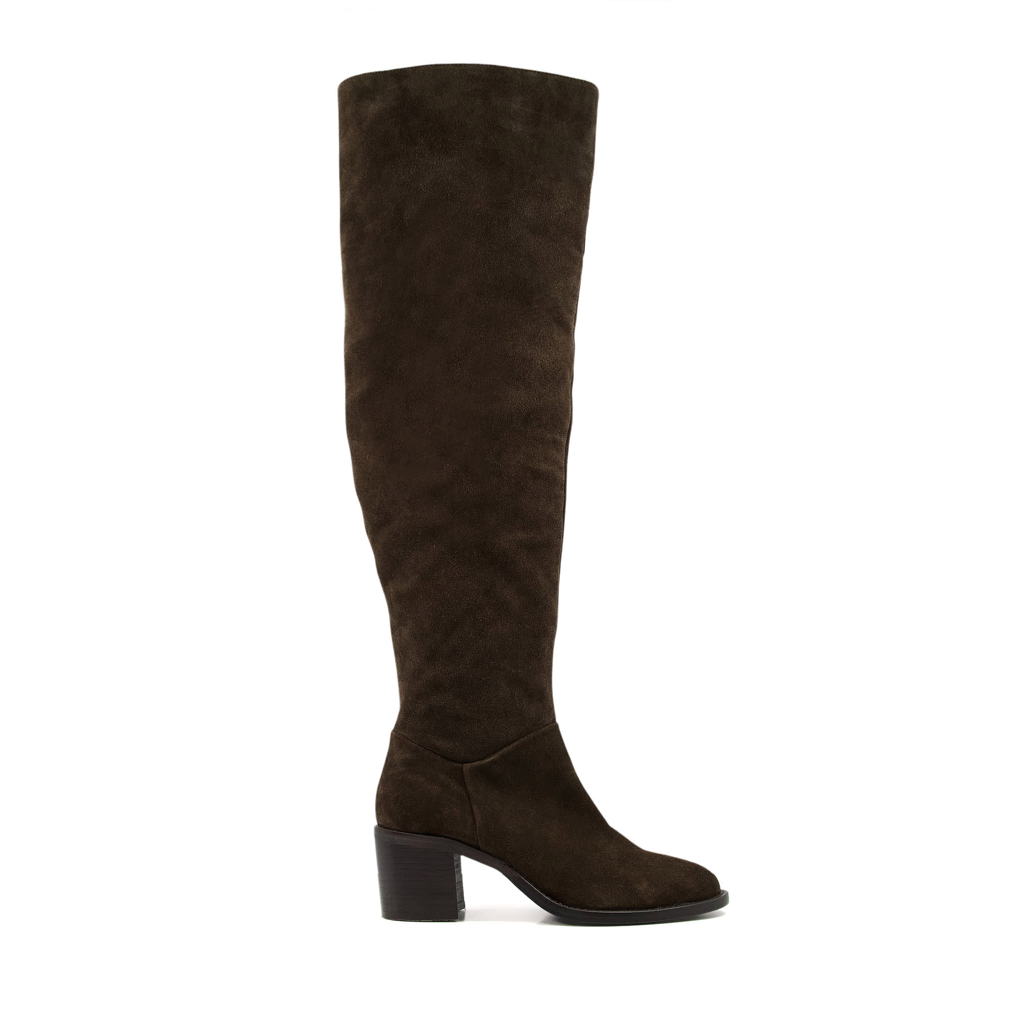 Dune London Womens TAMARI Leather Block-Heel Knee-High Boots – Brown (archived) – Size UK 8