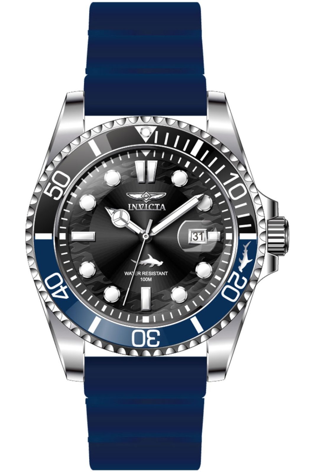 Invicta Pro Diver 47165 Heren Horloge - Quartz Uurwerk - Roestvrij Staal met zwarte Wijzerplaat - 43mm
