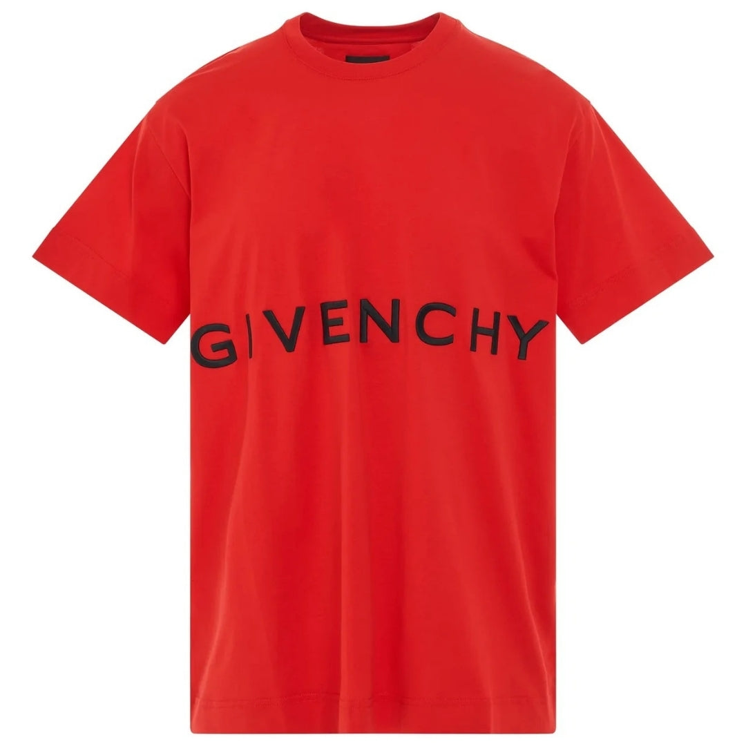Thumbnail - ubergroses rotes T-Shirt mit aufgesticktem Givenchy-Logo