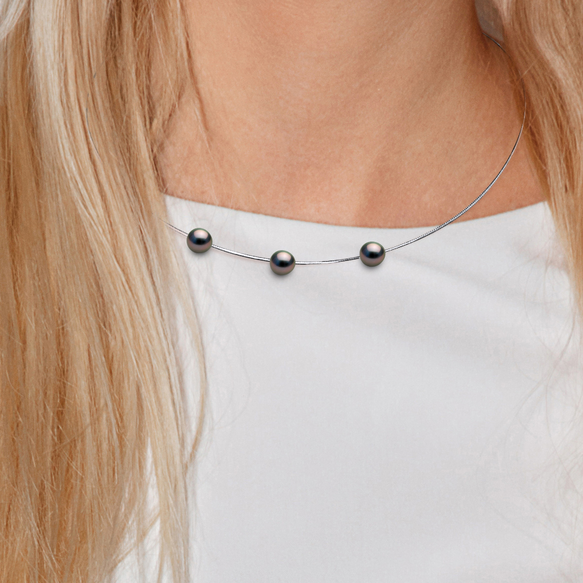 Diadema Halsband Omega Silver och 3 äkta Tahitipärlor dam – bild 2