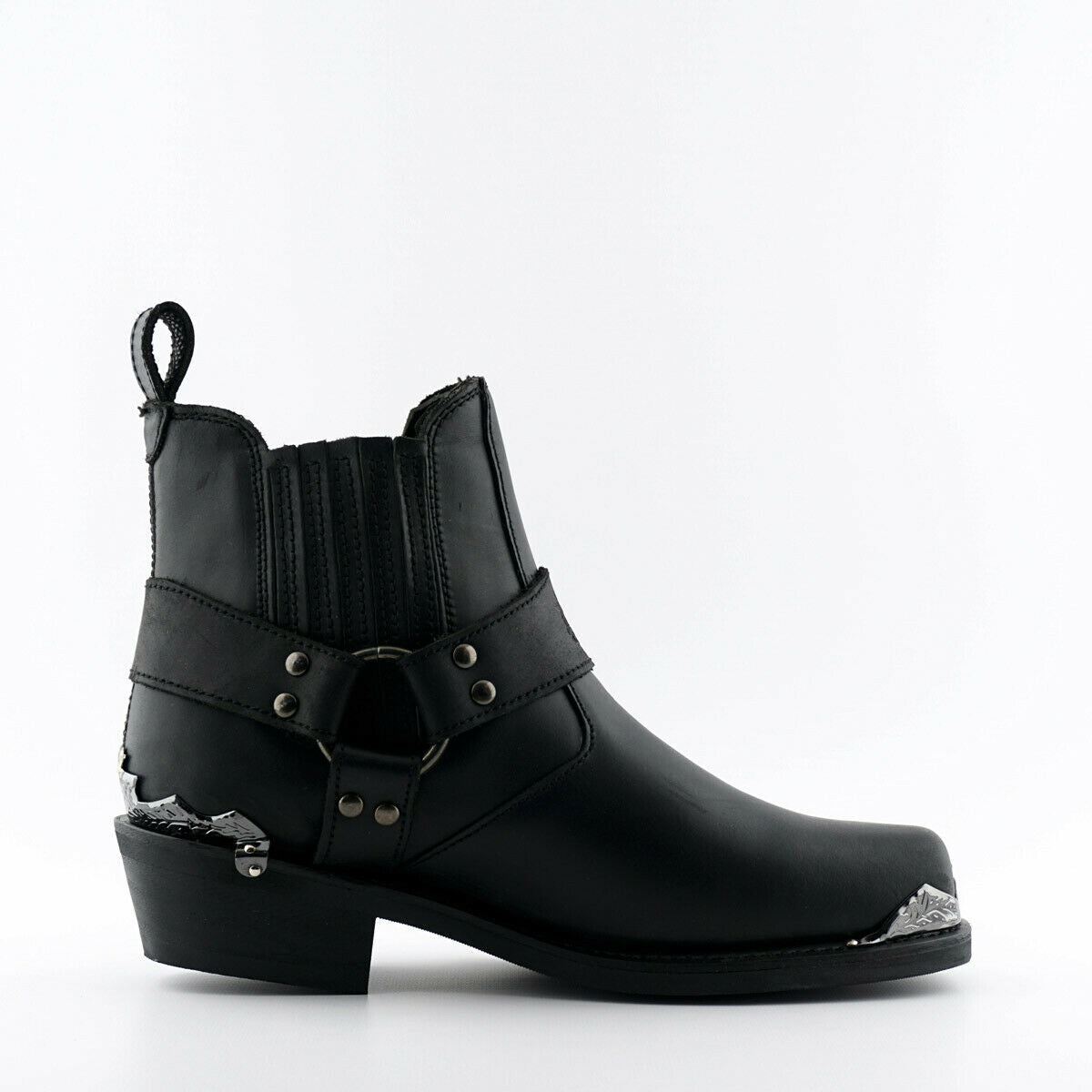 Thumbnail - Grinders Herren Schwarze Cowboy Biker Stiefel - Eagle Lo