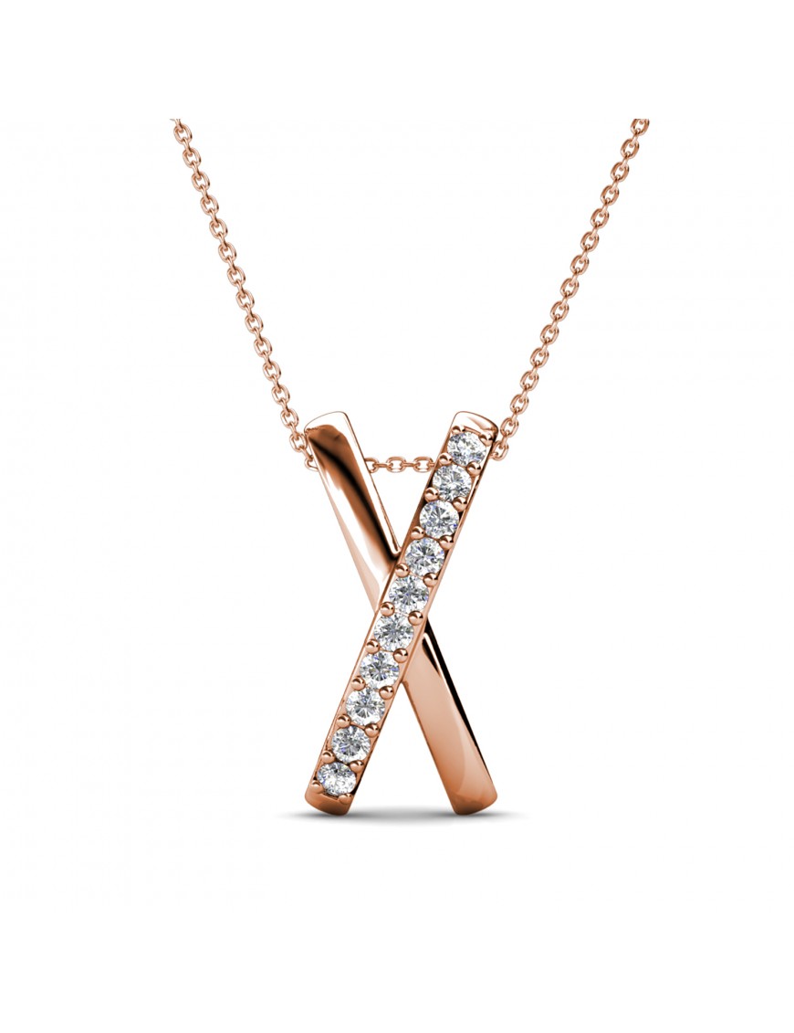 Thumbnail - X Duo-Anhänger - Rosegold und Kristall