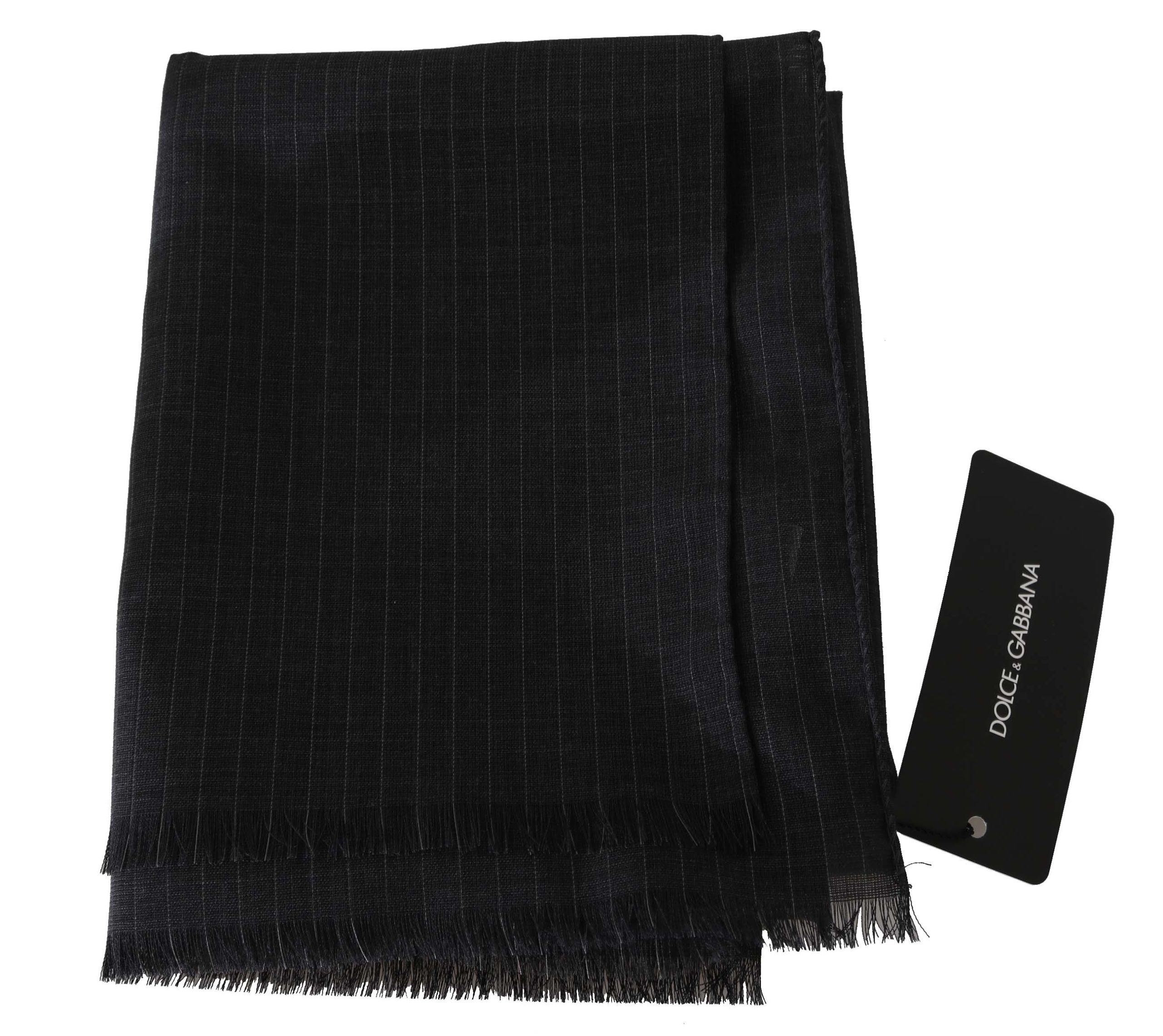 Dolce&Gabbana Herrars Grå 100% Ull Randig Mönster Inslagna Scarf scarves – bild 2