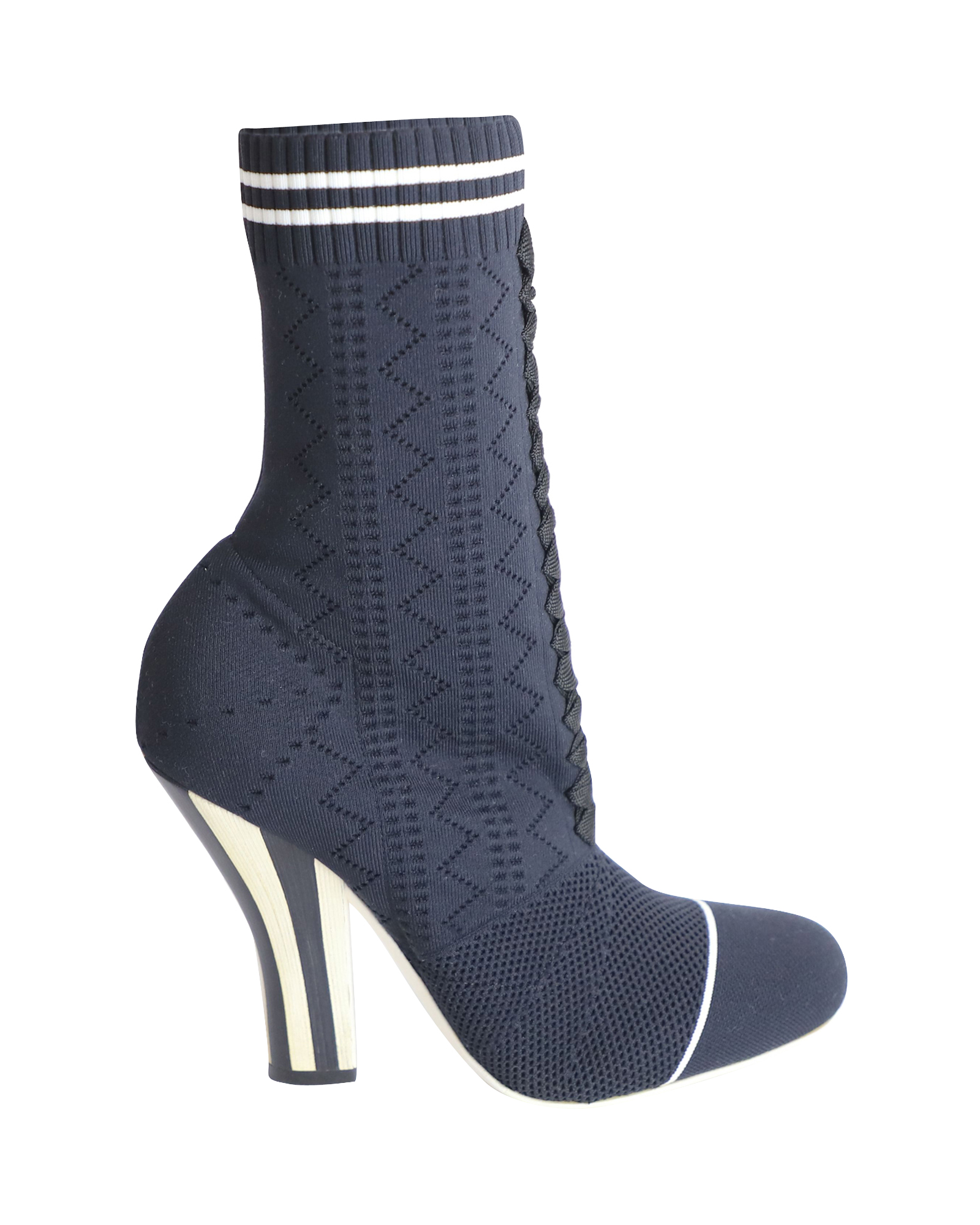 Fendi Pre-owned Womens Colibri Sock Stretch-knit Ankle Boots in Black Nylon – Size EU 39