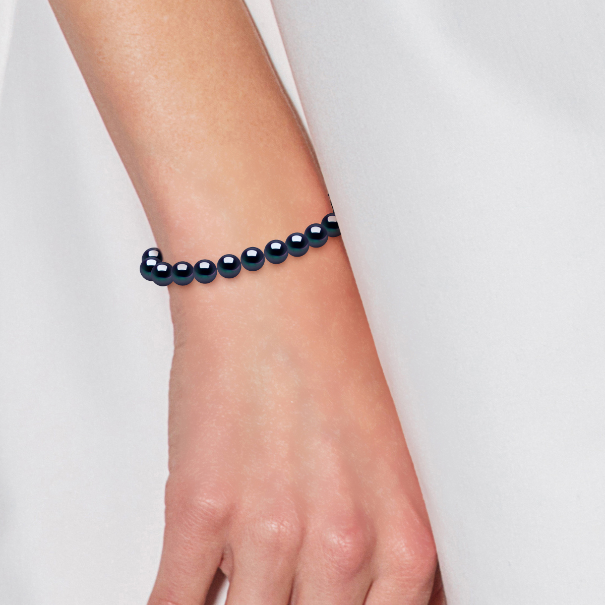 Diadema Armband Äkta sötvattenspärlor Svart Tahiti-stil - Vitguld dam – bild 2